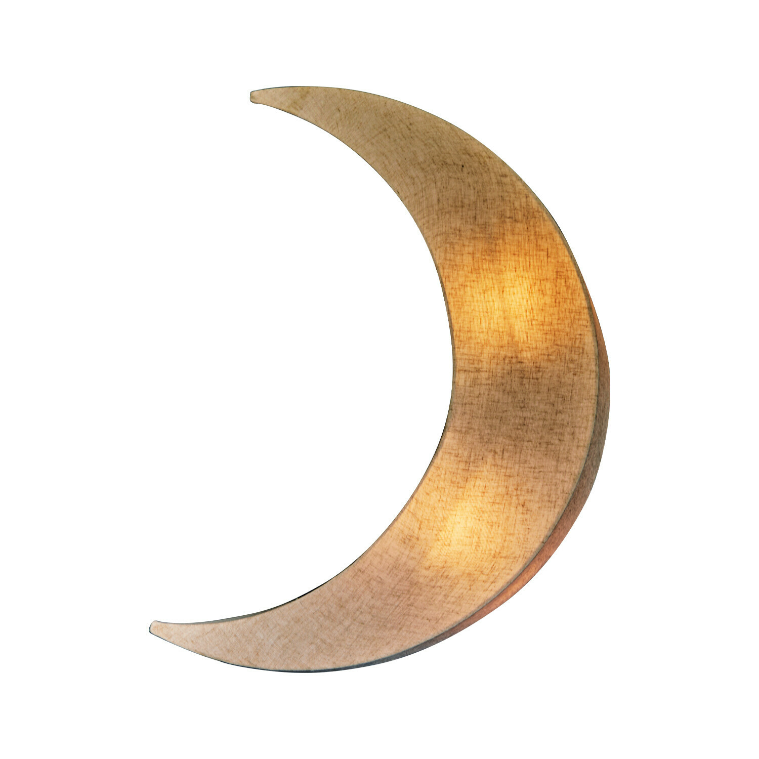 Wandlamp Jollymoon Lamp in de vorm van een maan van beige stof, decoratieve nachtlamp voor slaapkamer