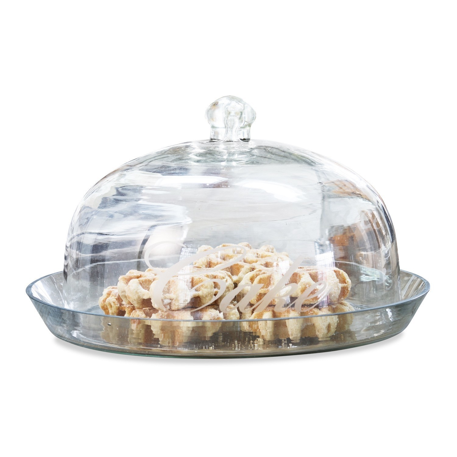 Glazen stolp op plateau Gâteau