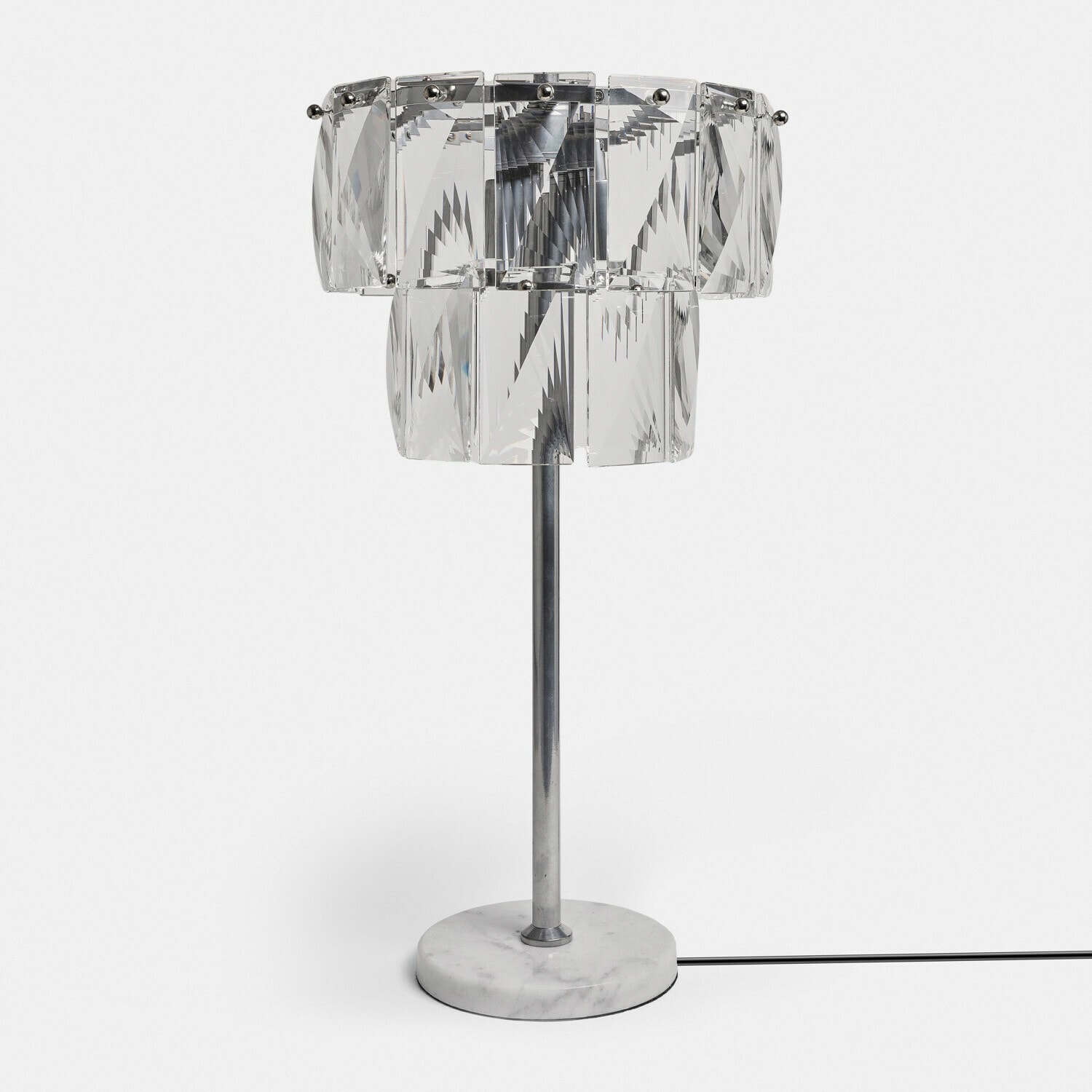 Tafellamp Crystalford Tafellamp van helder glas met marmeren voet, modern design voor stijlvolle woonkamer