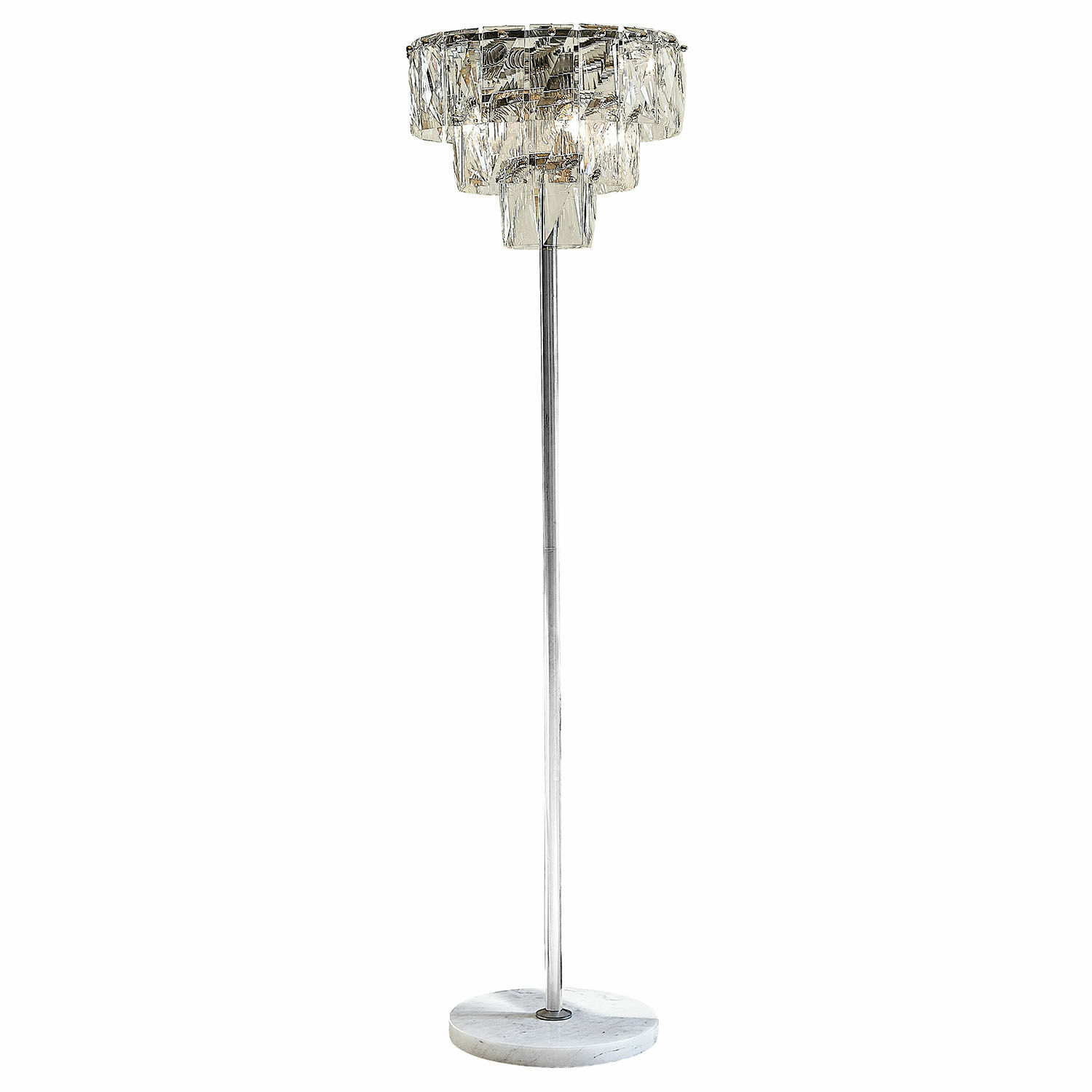 Staande lamp Crystalford Vloerlamp met kristallen kap en marmeren voet, metalen frame, modern design