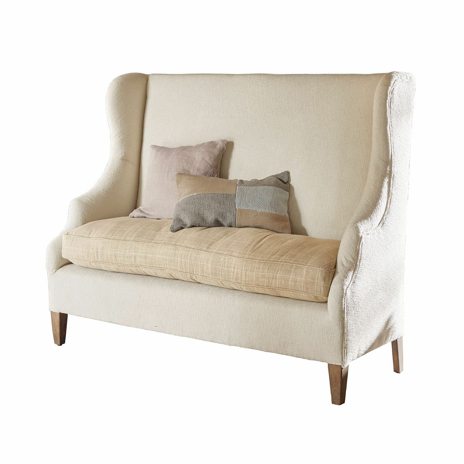 Bank Ombra Beige bank met kussens in natuurlijke tinten, comfortabele woonkamermeubels