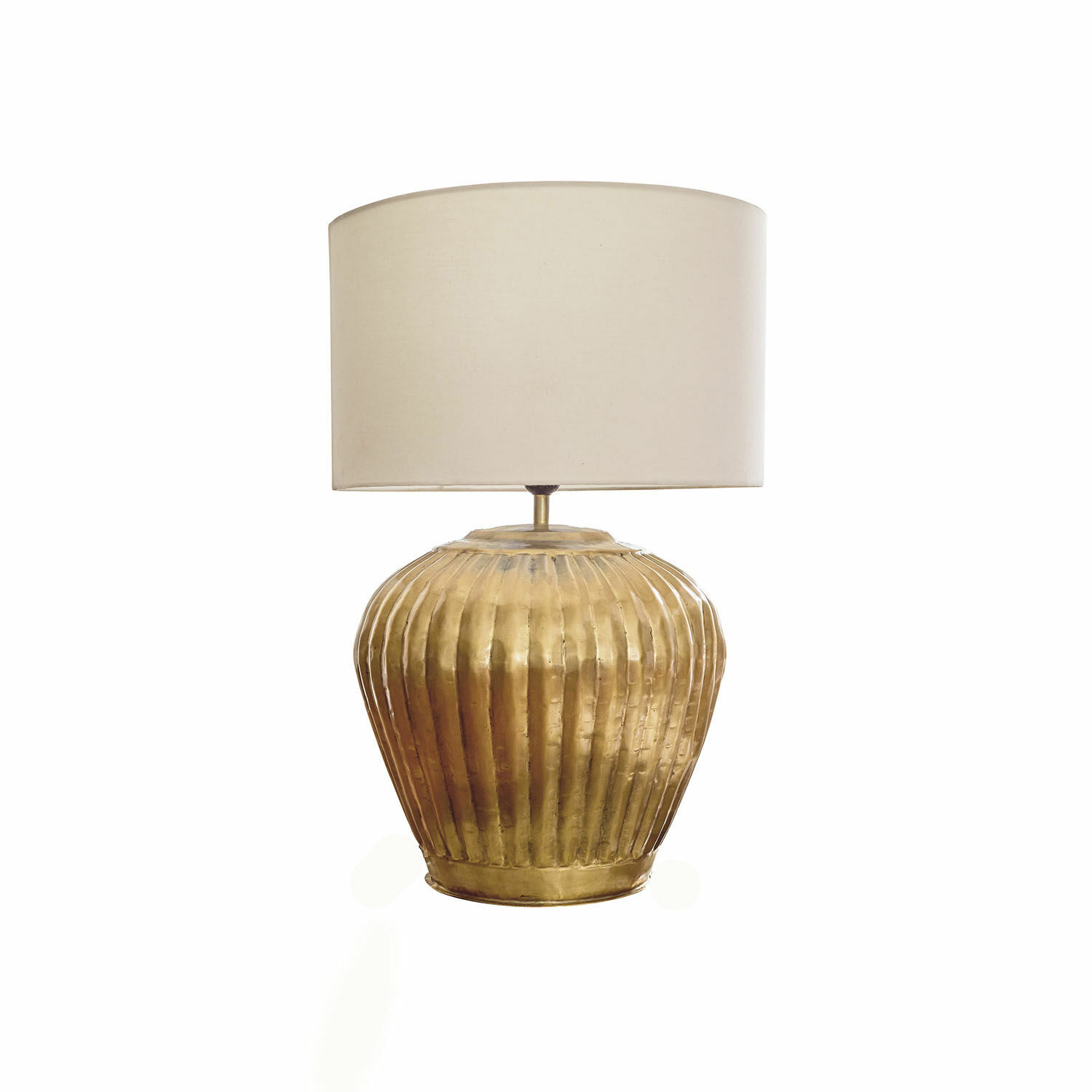 goud/crème Tafellamp Fauville met gouden metalen voet en crèmekleurige kap, decoratieve woonkamerlamp
