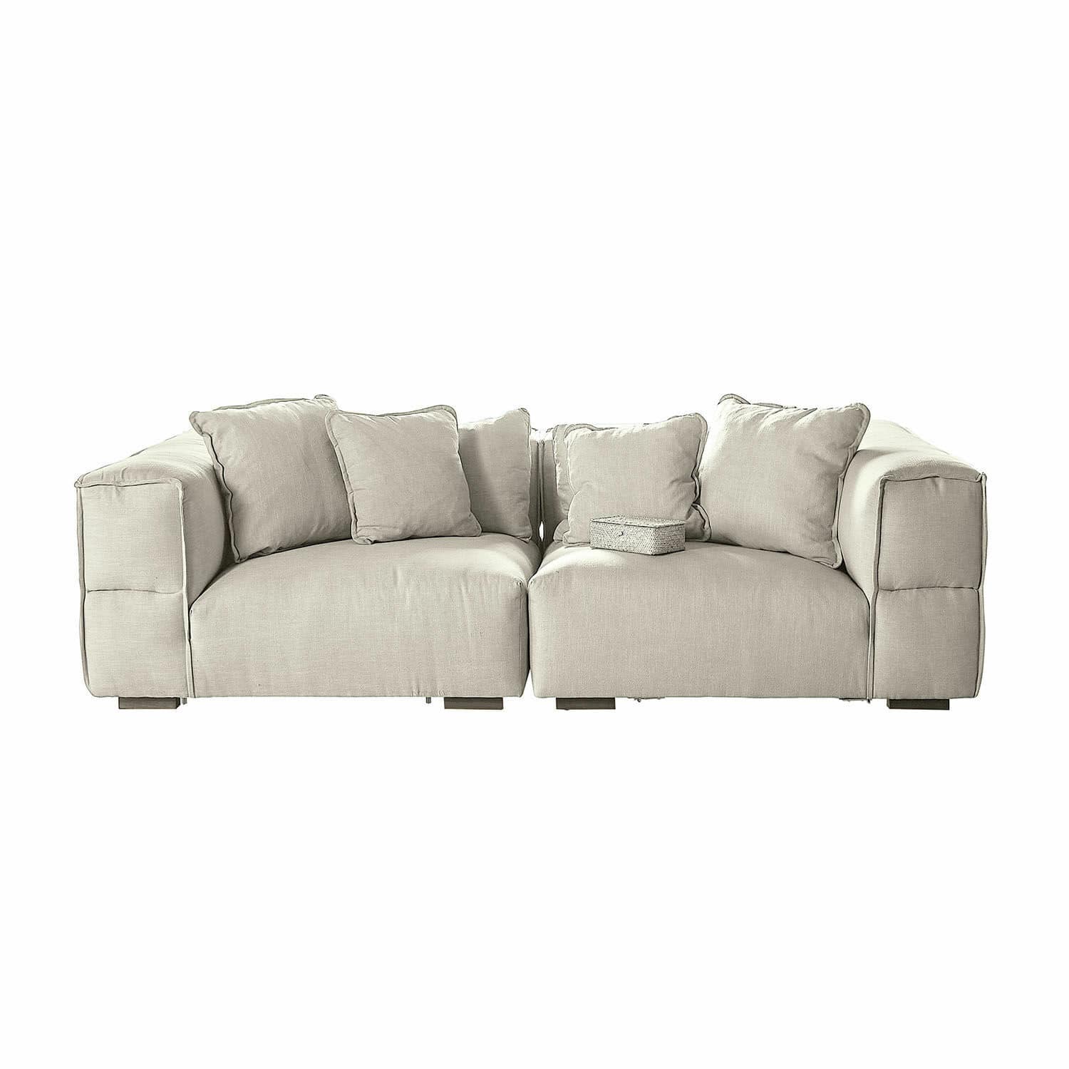 Bank Gémonville Beige modulaire stoffen bank met zachte kussens, modern meubel voor woonkamer