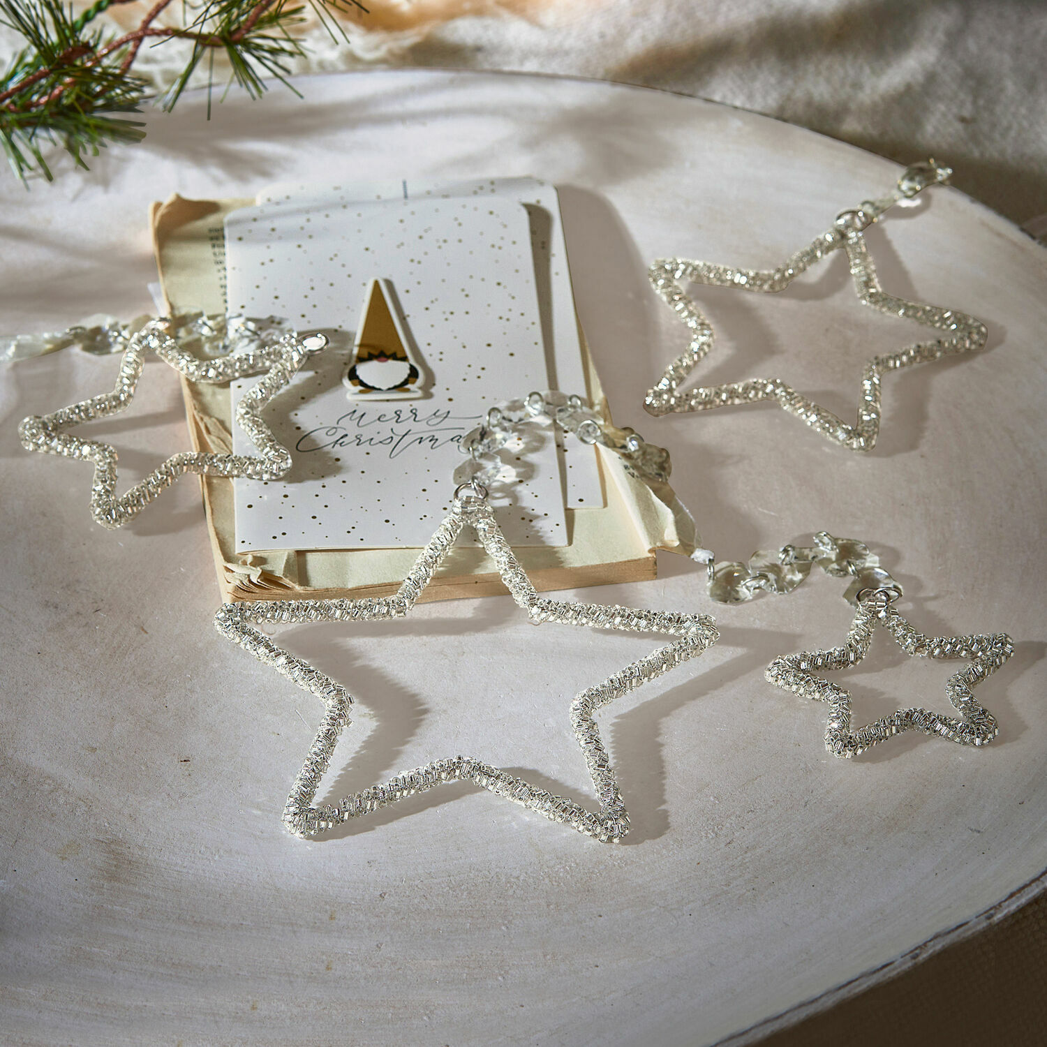 Hanger set van 4 Manilo Decoratieve glazen sterrenketting voor feestelijke kersttafel, sfeervolle kerstversiering