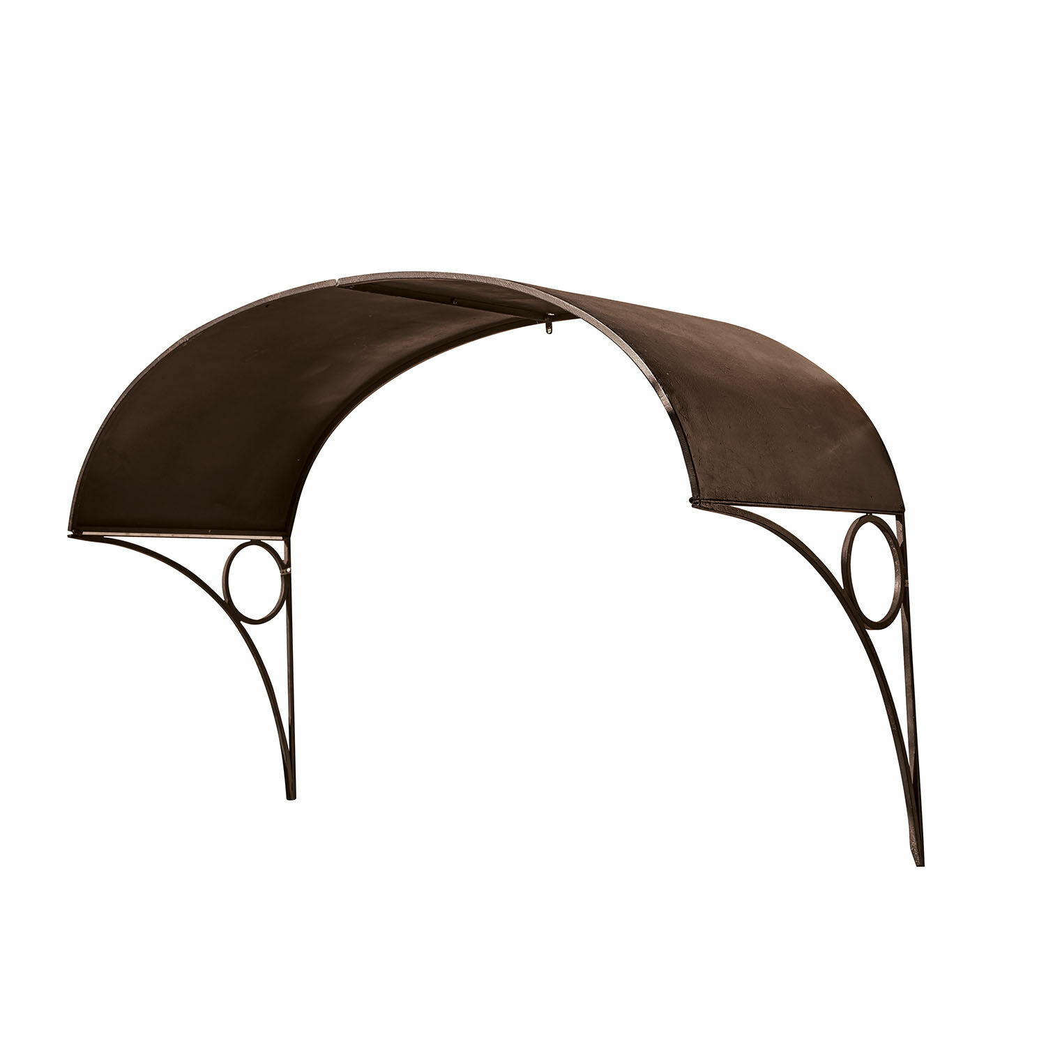 Afdak Auburn Bruine metalen luifel met gebogen constructie en decoratieve ring, buitendeur bescherming