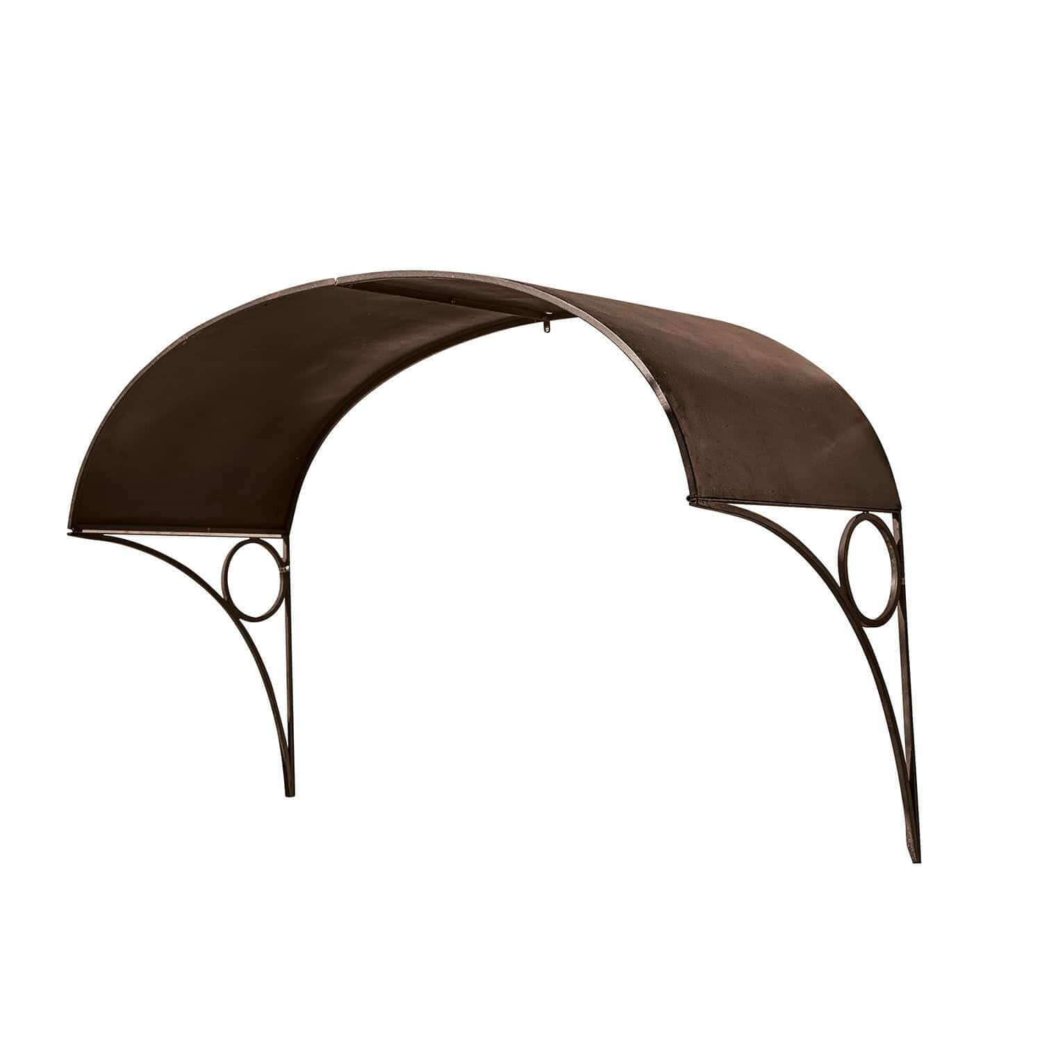 Afdak Auburn Bruine metalen luifel met gebogen constructie en decoratieve ring, buitendeur bescherming