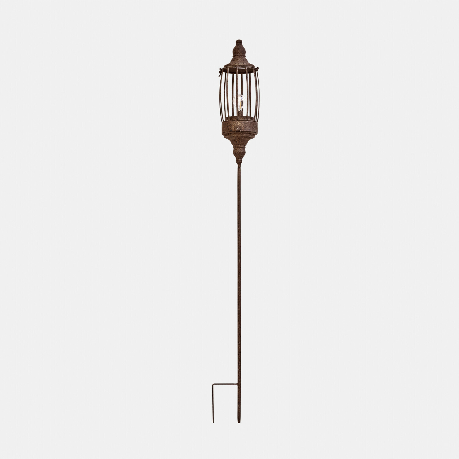 antiekbruin Oplaadbare LED-lantaarn in antiekbruin met lange metalen paal voor tuin en decoratie