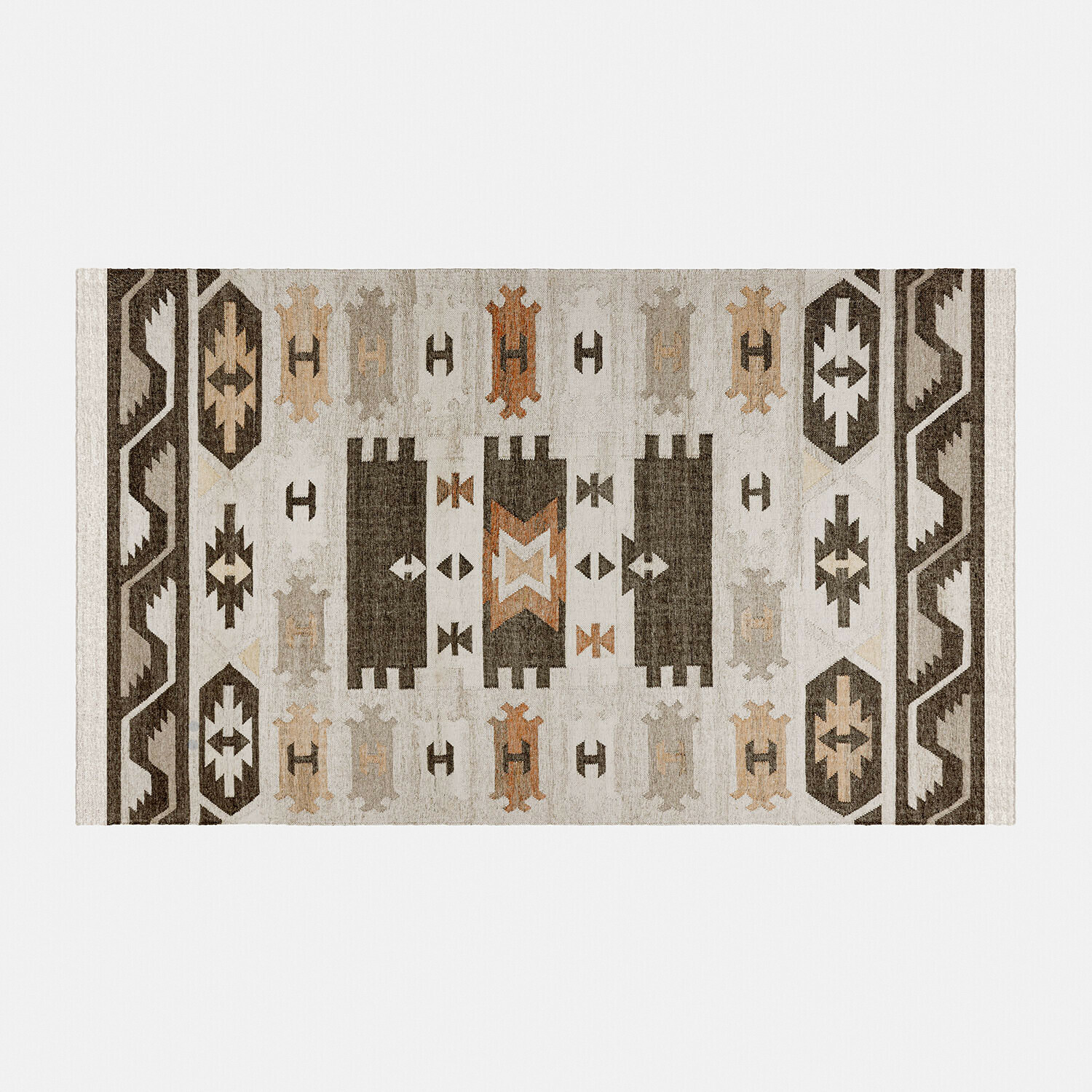 Kleurrijk outdoor vloerkleed Selamir met geometrisch patroon in bruin- en beigetinten