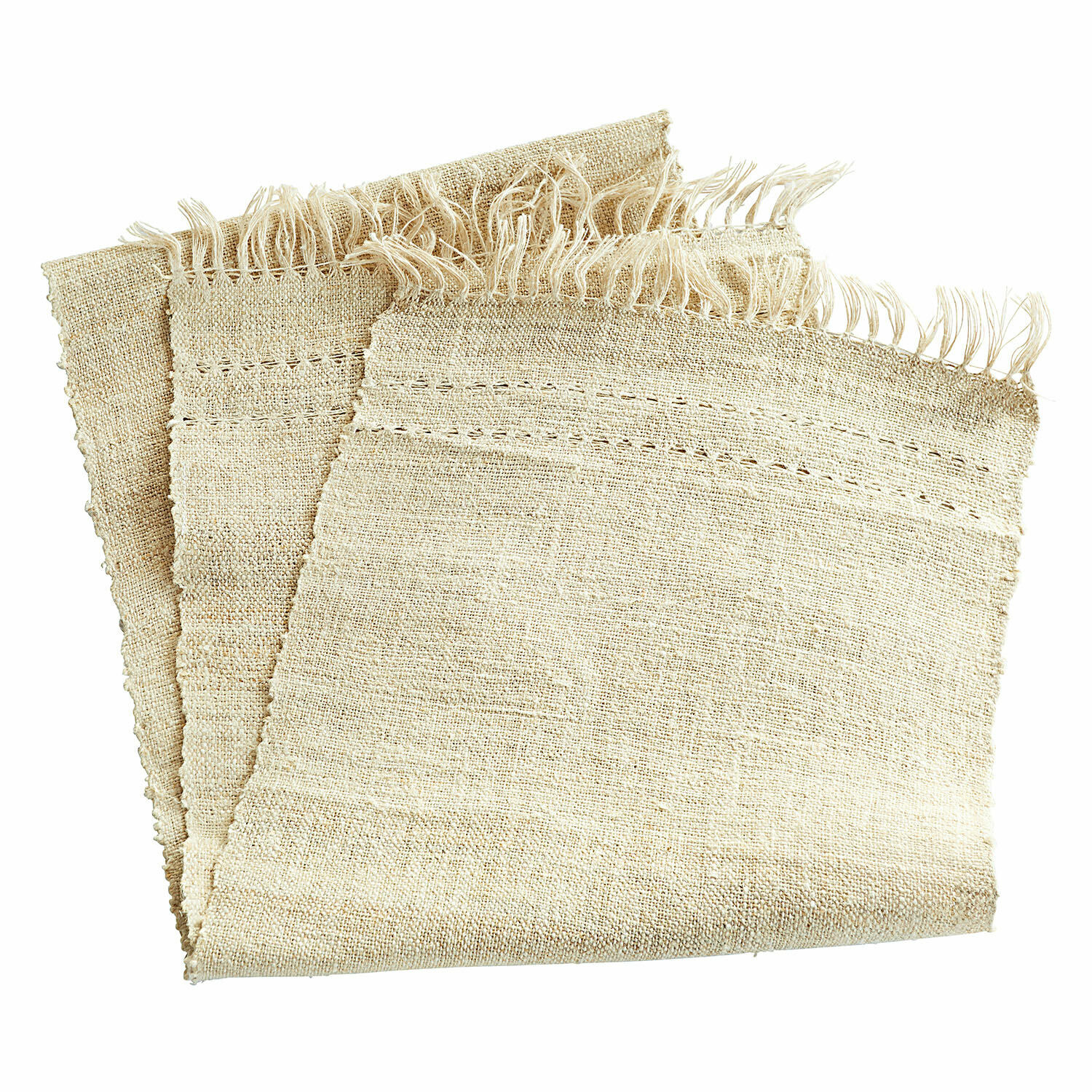 Tafelloper Palmerston Beige linnen servetten met franjes, natuurlijk materiaal voor tafeldecoratie