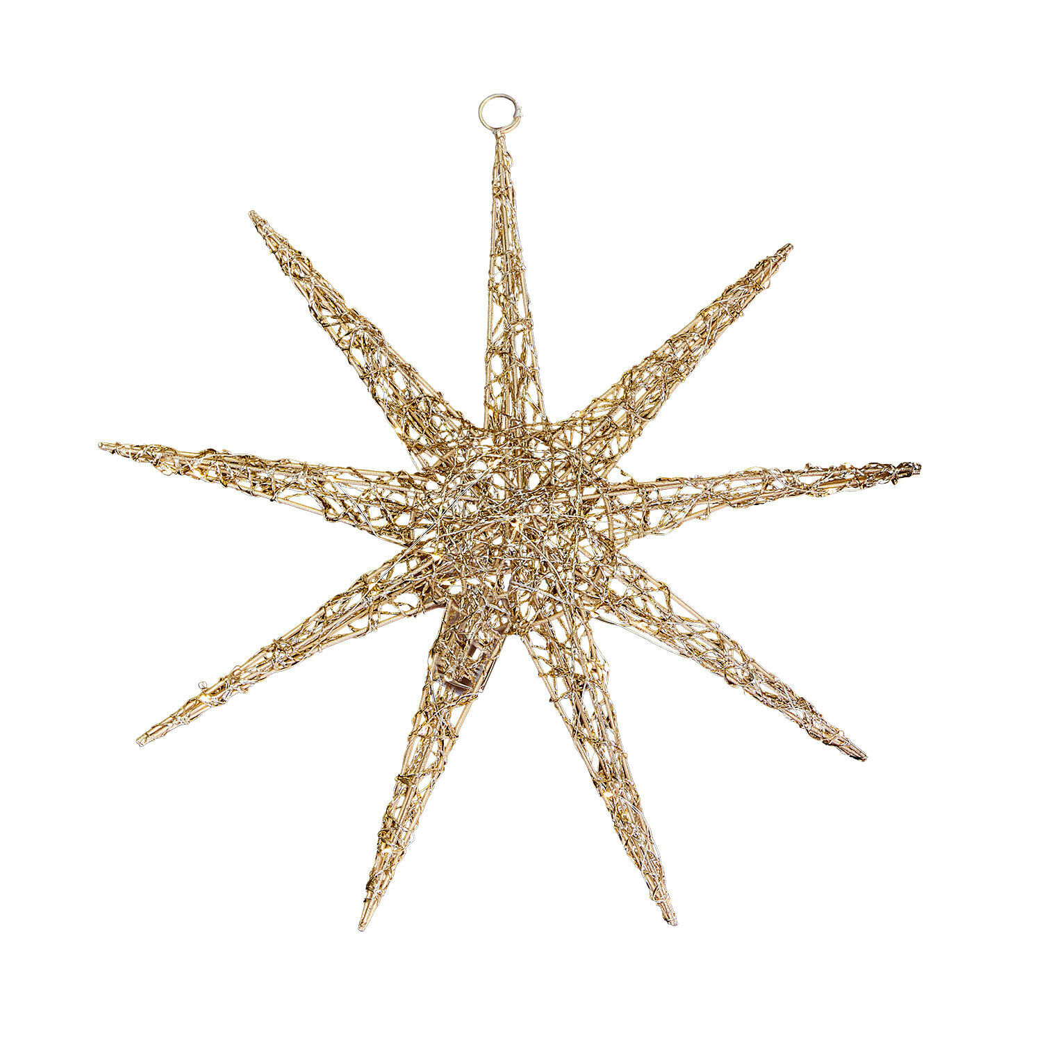 Ledkerstster Olérico Gouden draadster om op te hangen, feestelijke kerstdecoratie voor binnen