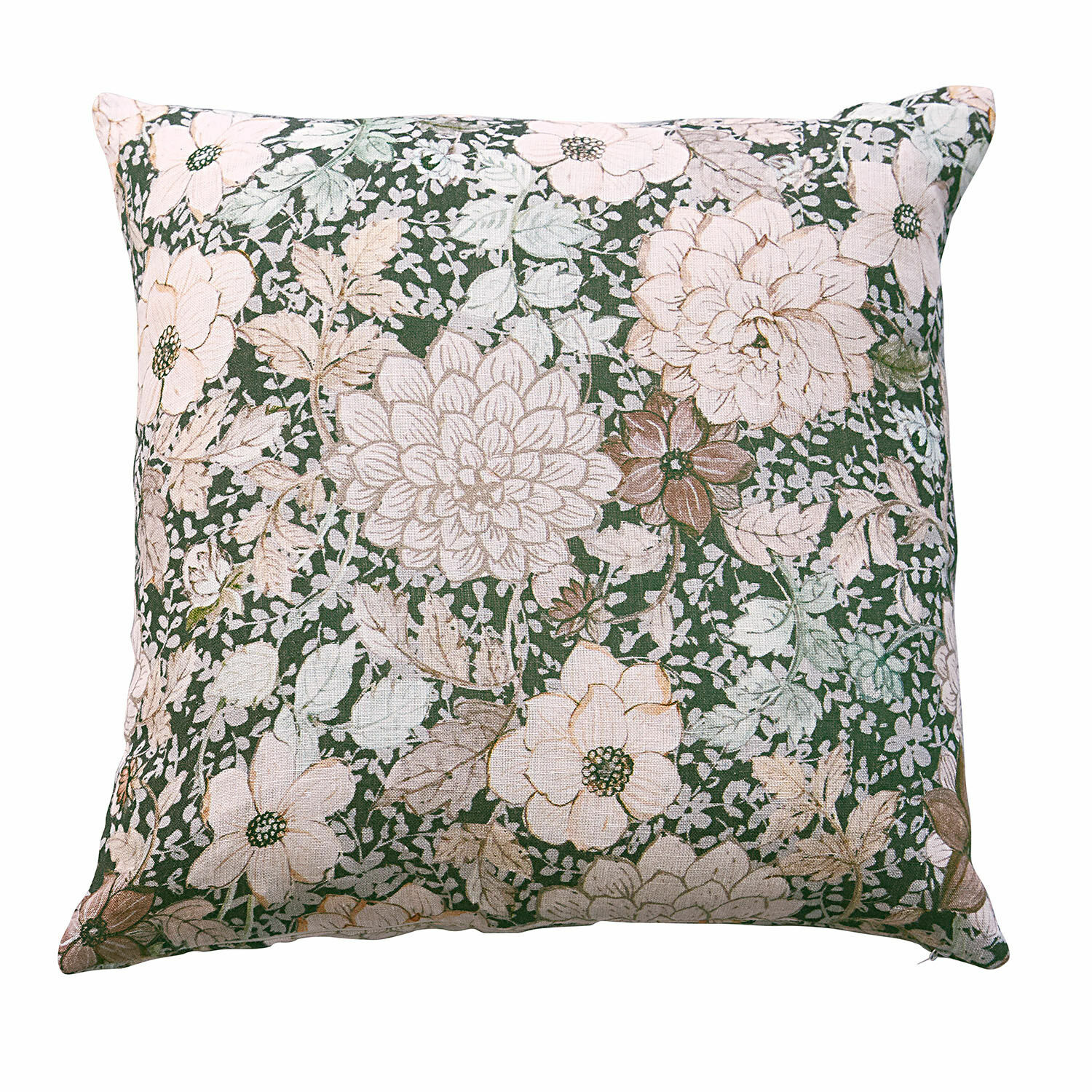 Kussenhoes Cappellina Decoratief katoenen kussen met groen-beige bloemenpatroon voor woonkamer en slaapkamer
