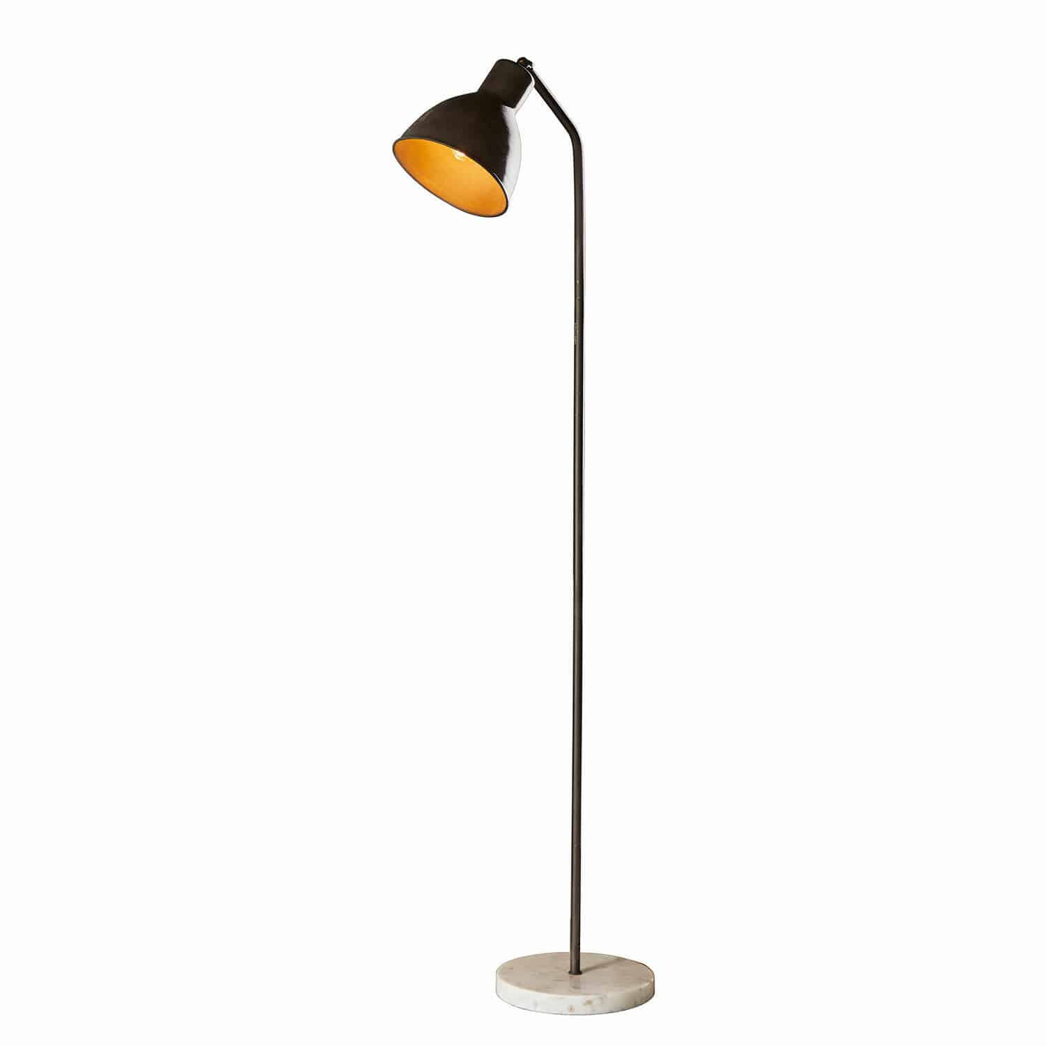 Vloerlamp Mockville Vloerlamp van zwart metaal met witte marmeren voet, modern ontwerp voor woonkamer