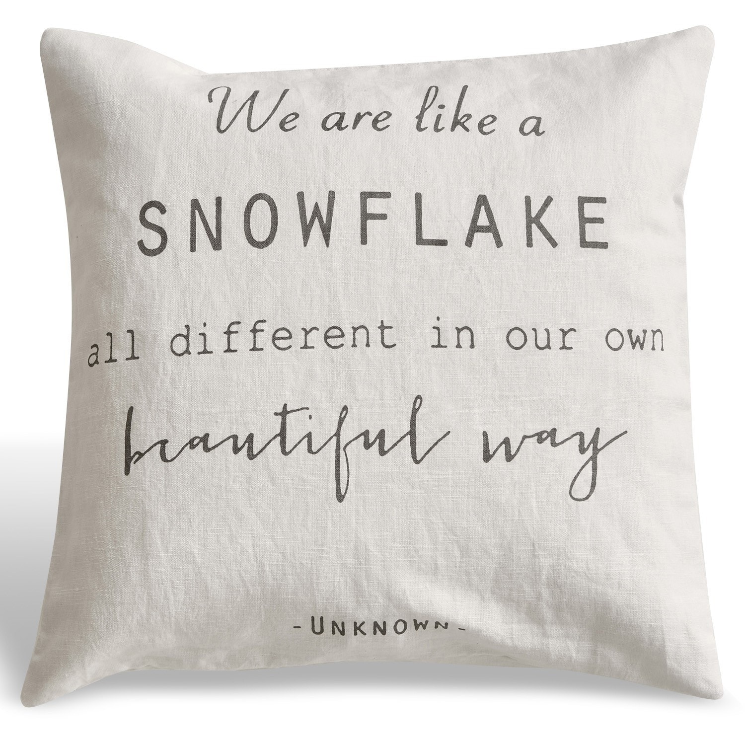 Kussenhoes Quote Witte linnen kussenhoes met zwarte inspirerende tekst, decoratief woonaccessoire