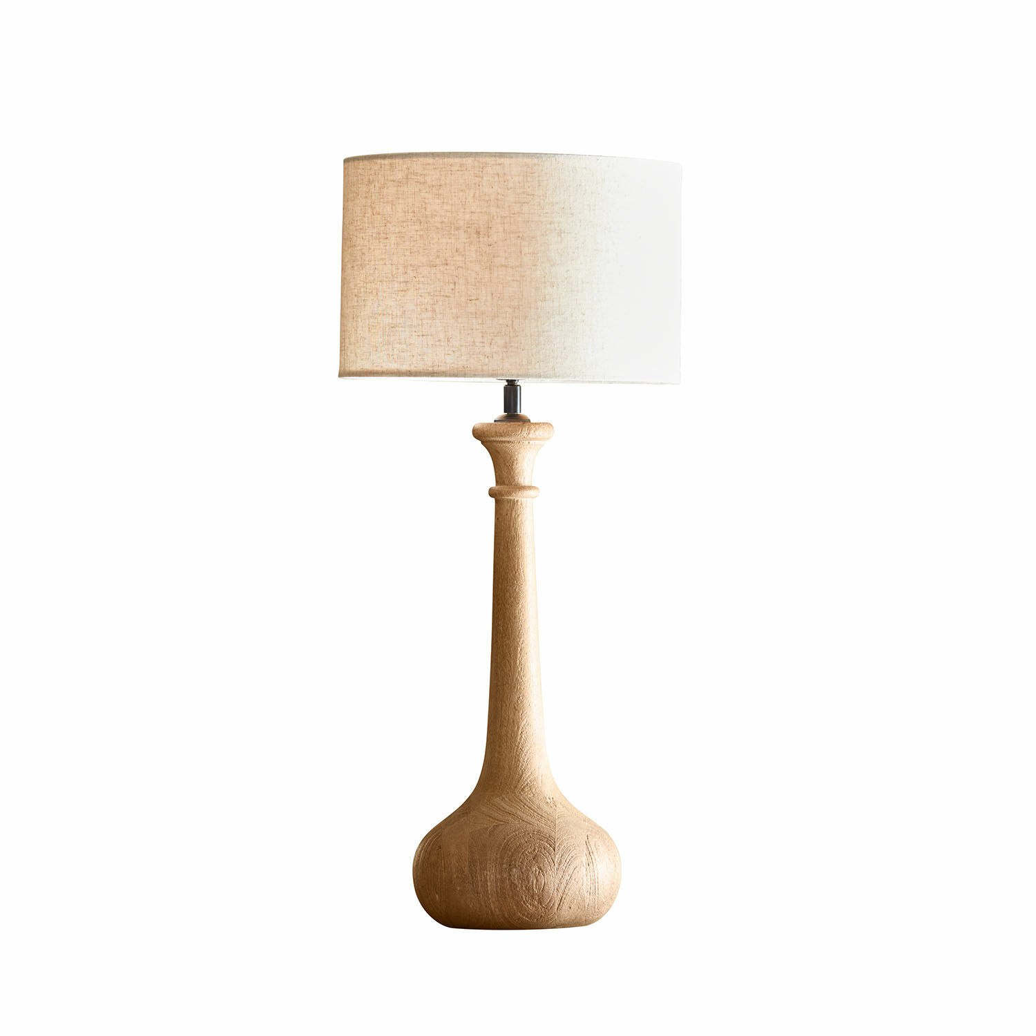 Tafellamp met houten voet en beige kap, decoratieve verlichting voor woonruimte