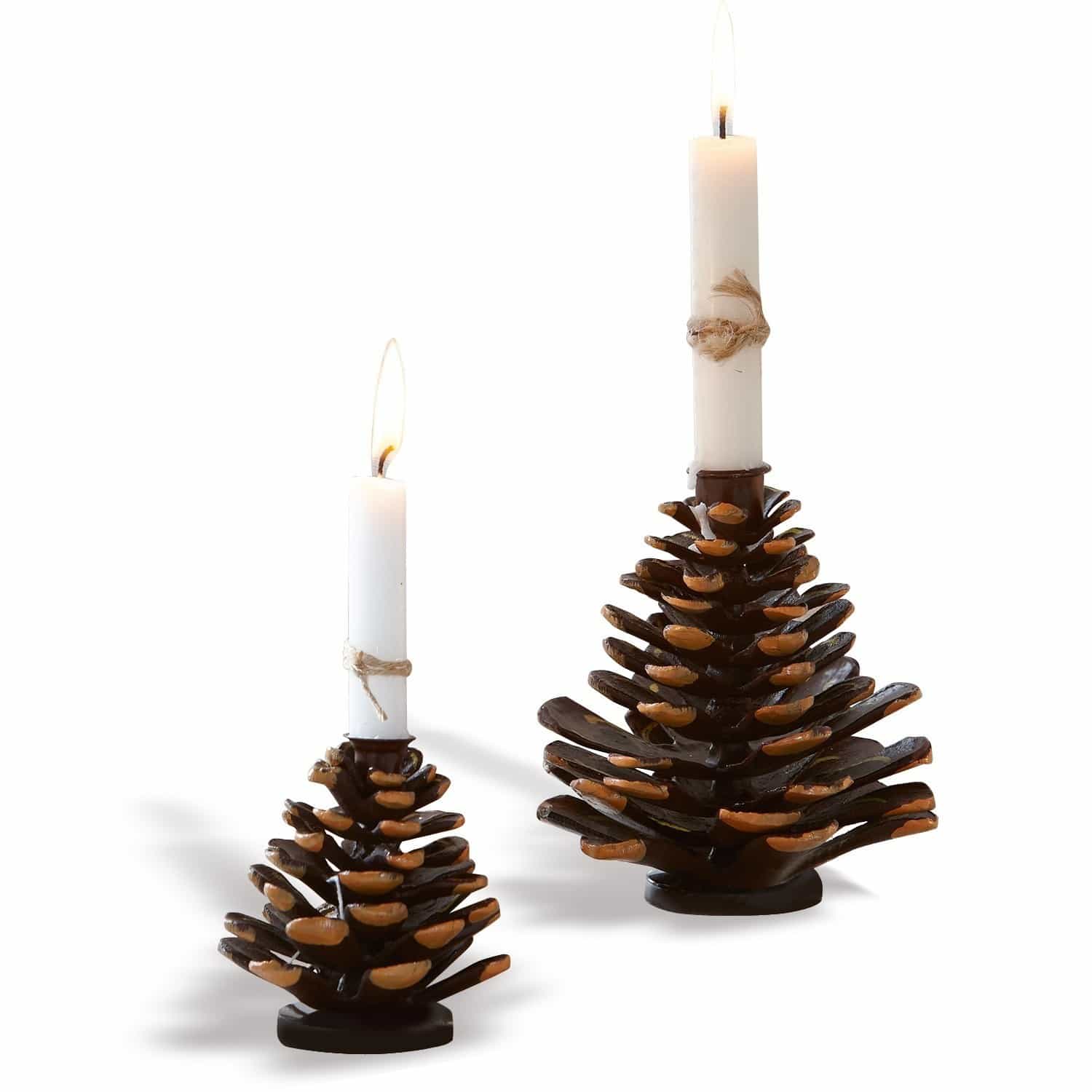 Kaarsenhouder set van 2 Pinecone