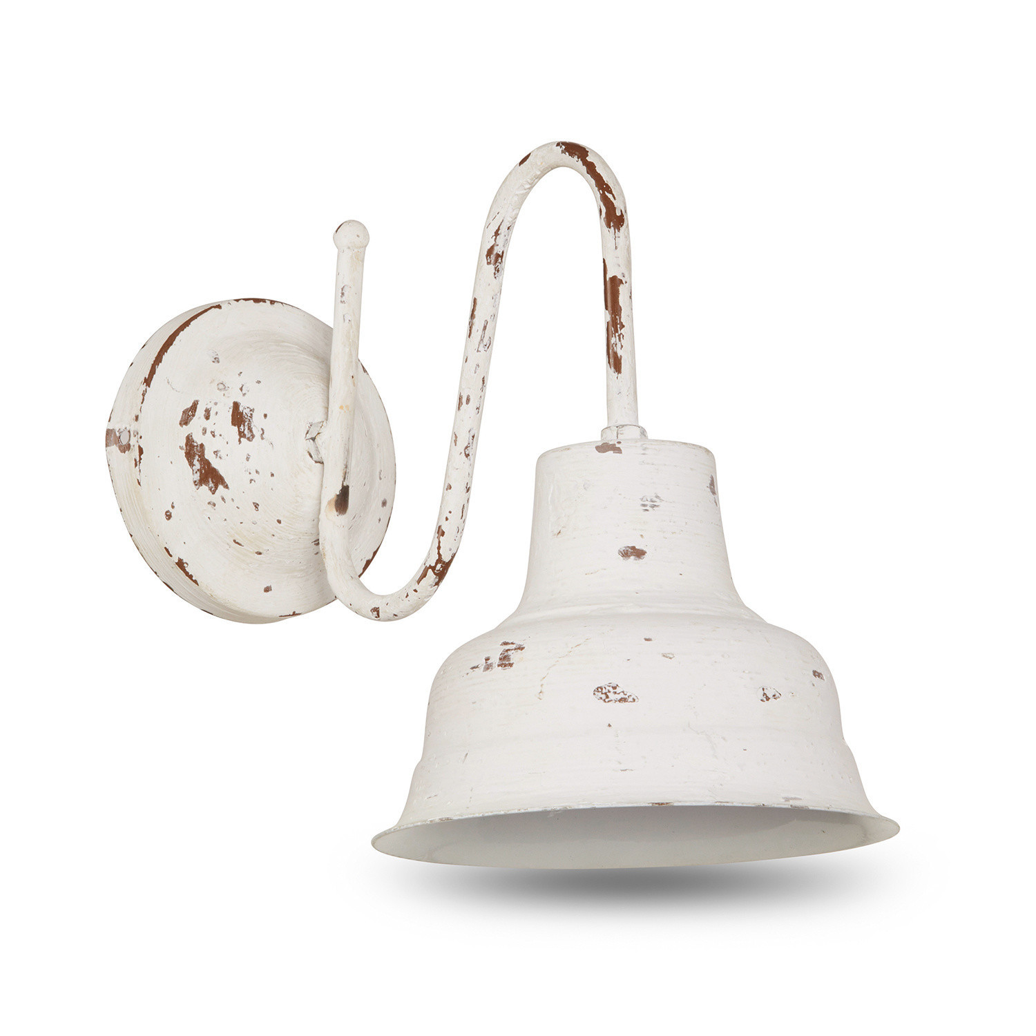 antiekwit Wandlamp Sidney van metaal in antiek wit met verouderd effect, vintage stijl