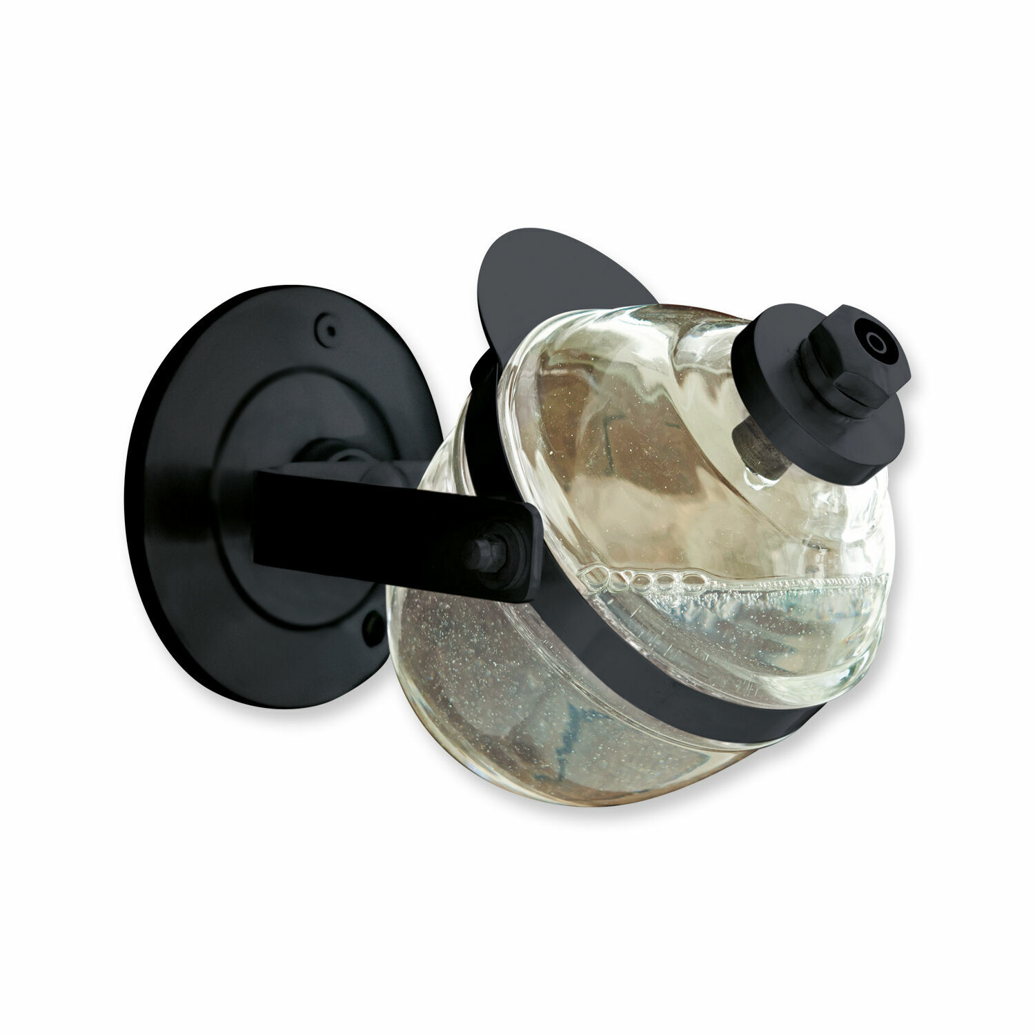 antiekzwart/helder Zeepdispenser Bailey van antiek zwart metaal en helder glas, praktisch badkameraccessoire