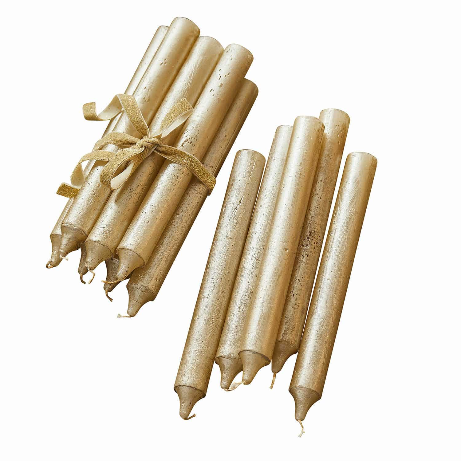Kaars set van 12 Bauceau Set gouden stompkaarsen van was, decoratieve set voor huis en feestdagen