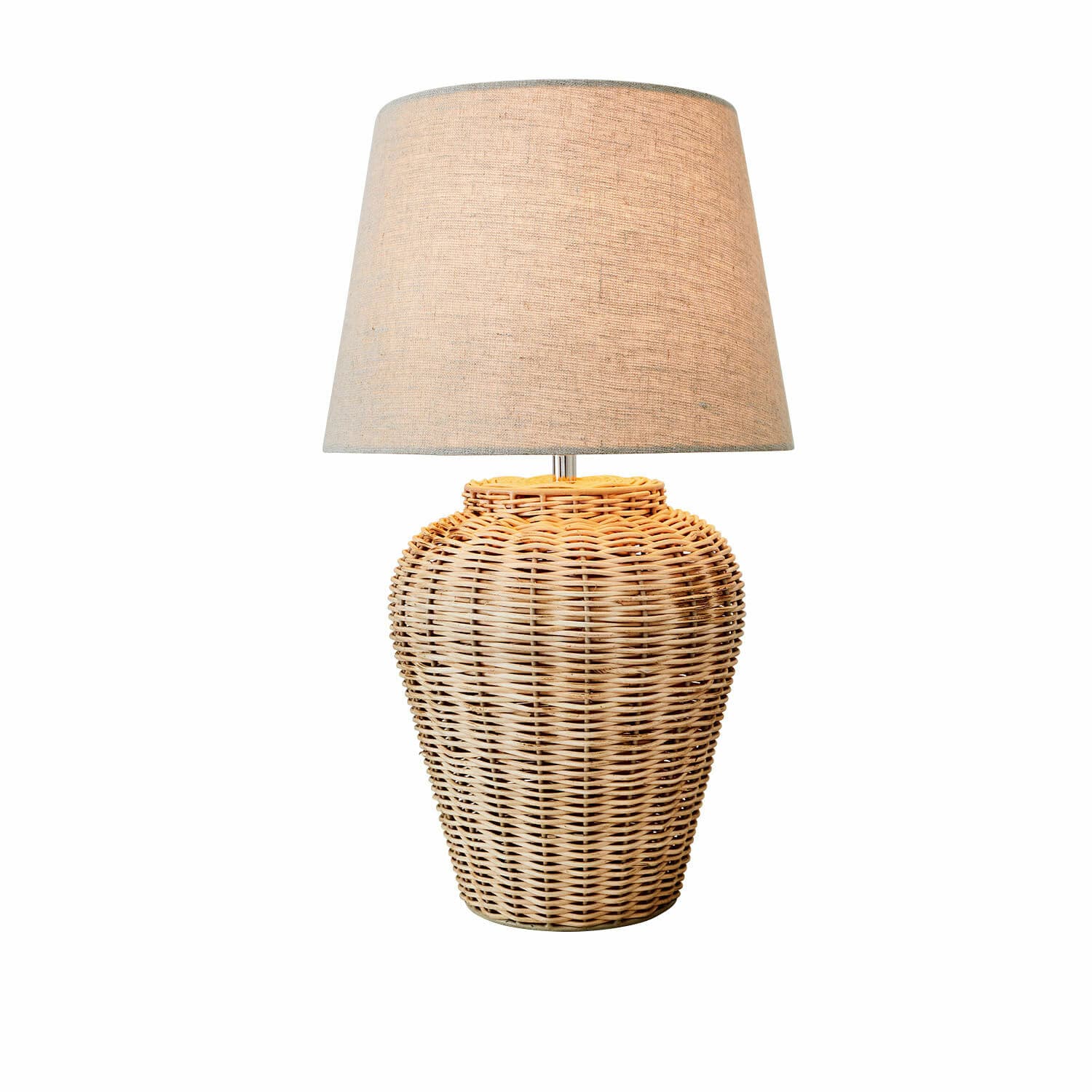 Tafellamp Ernée Tafellamp van natuurlijk riet met beige kap, decoratieve verlichting voor woonkamer