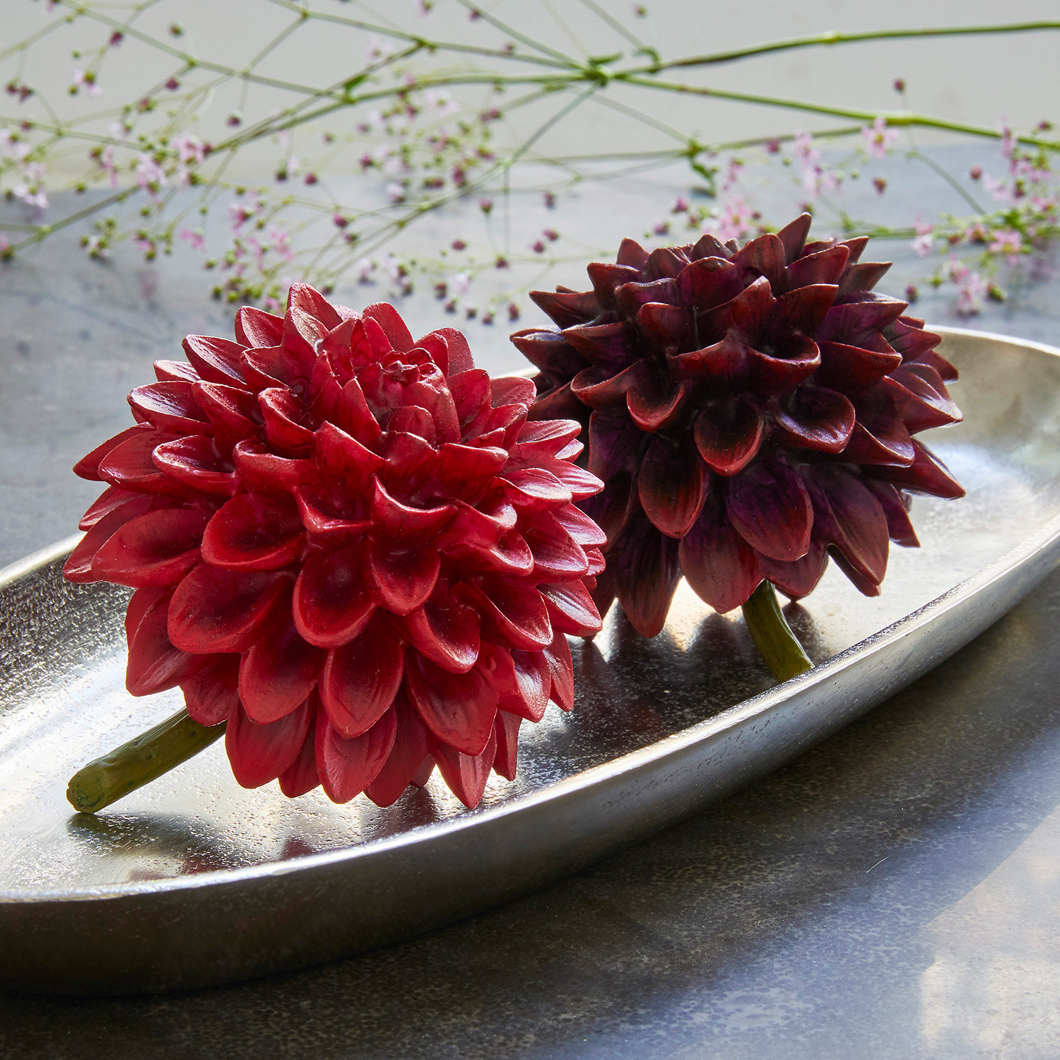 Decoratie bloem set van 2 Dahlien