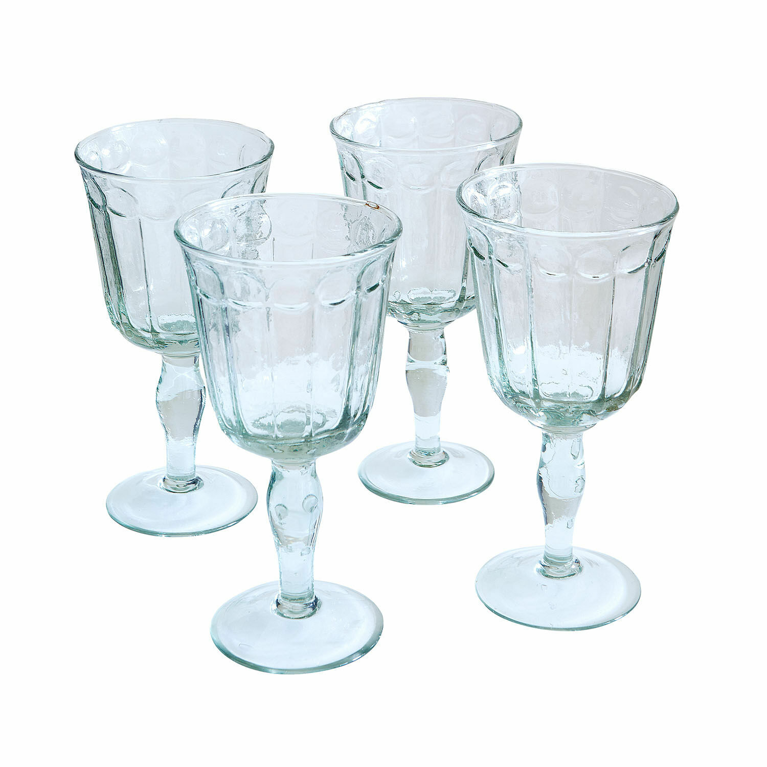 Glas set van 4 Jolielle Set van vier transparante glazen met voet en reliëfpatroon van glas voor dranken