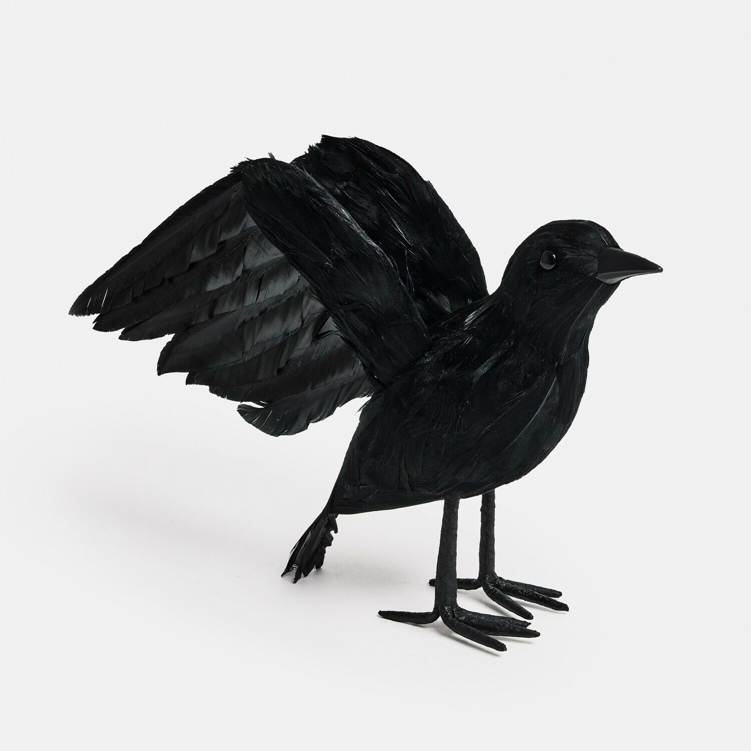 Decoratieve vogel Faelron Decoratieve zwarte vogel van veren met staande poten, stijlvolle binnen- en buitendecoratie