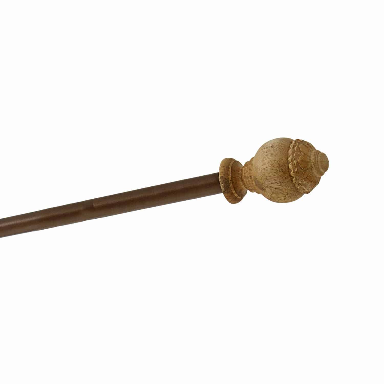 Gordijnroede Trangé Houten stok met gesneden, natuurlijk gekleurd uiteinde, decoratief woonaccessoire