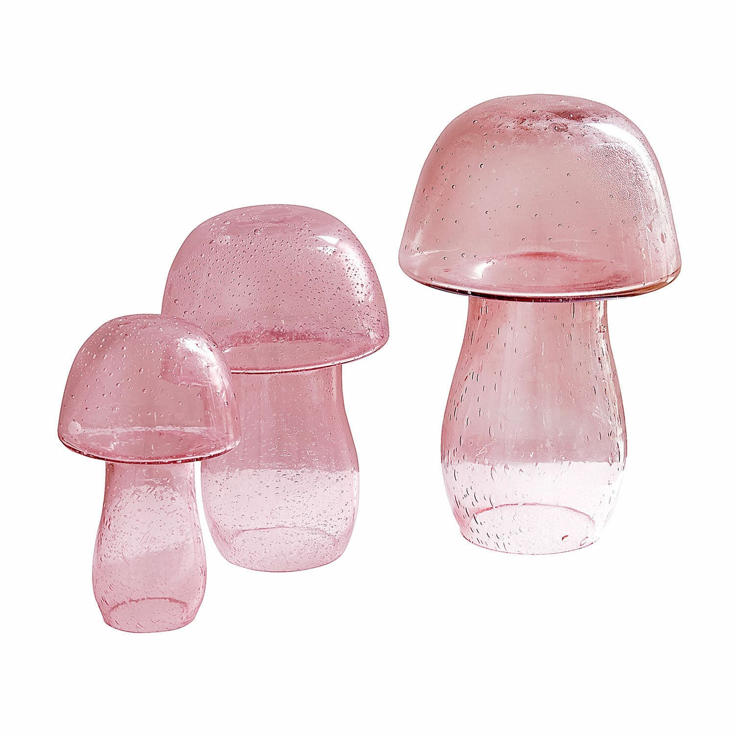 Sierpaddenstoel set van 3 Verlière Set van drie decoratieve roze glazen paddenstoelen voor interieurdecoratie