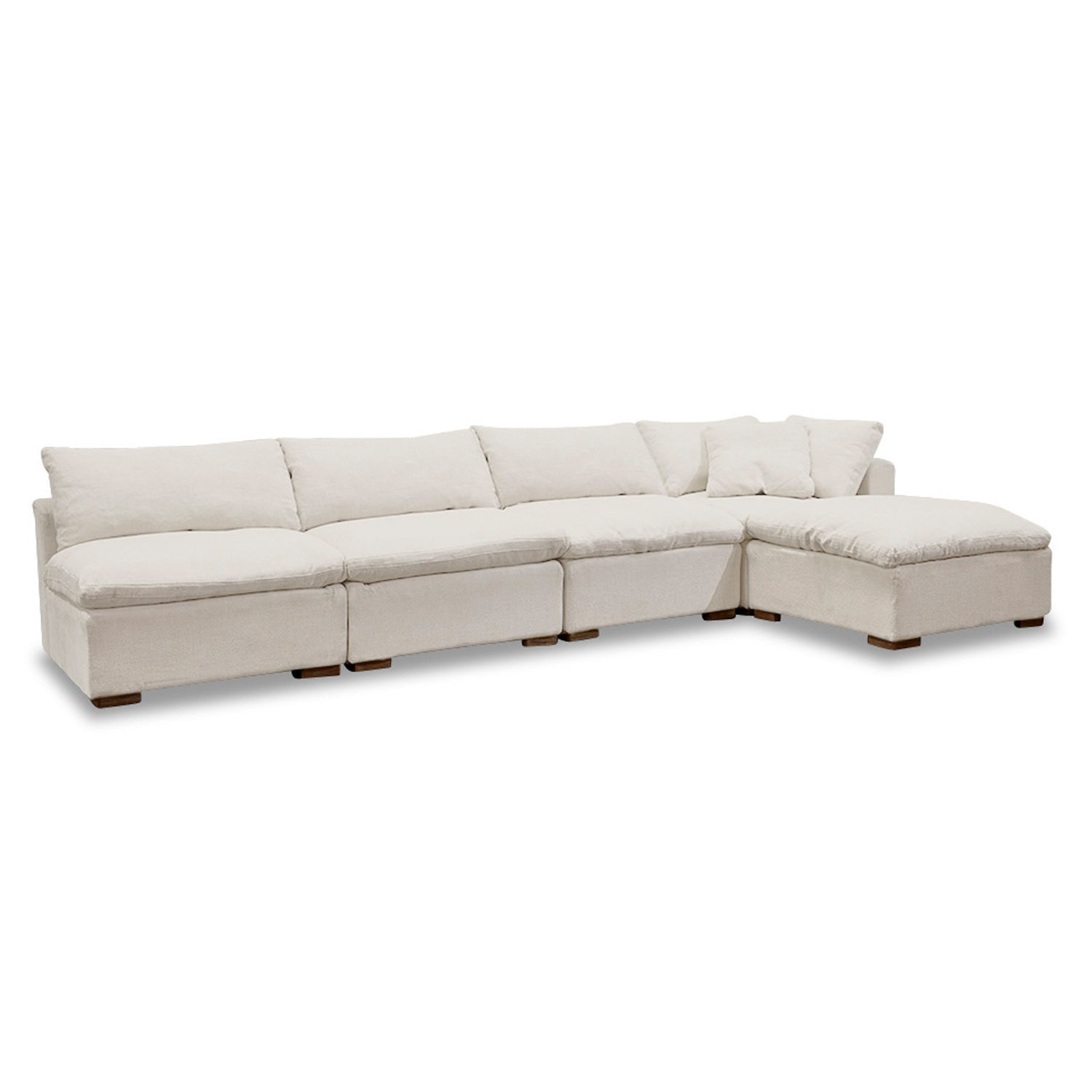 Modulair Baladou bankstel in crèmekleurige zachte stof, comfortabel voor woonkamer