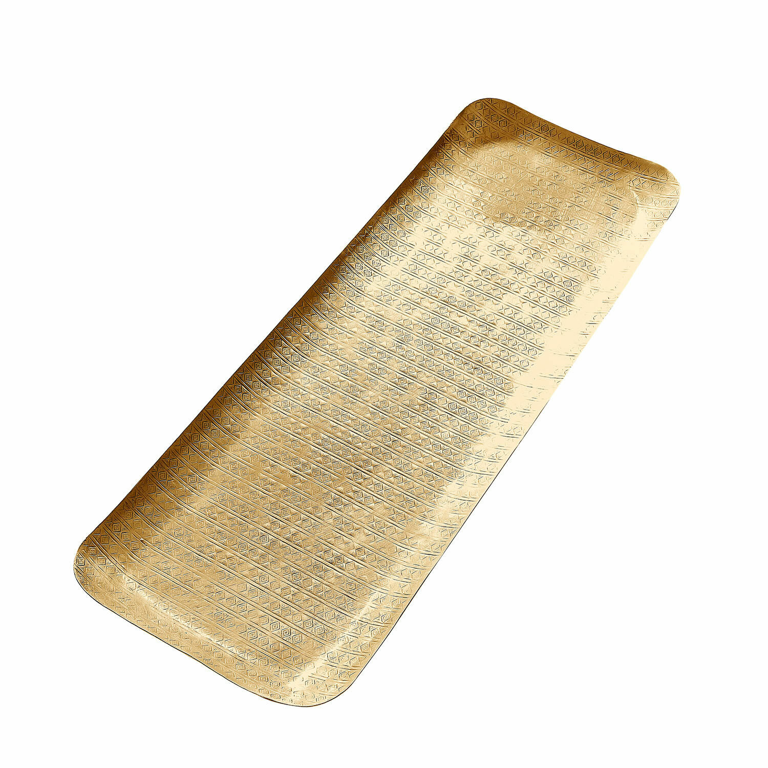 Rechthoekig dienblad Lodine in antiek goud met fijn patroon, metalen decoratie voor thuis