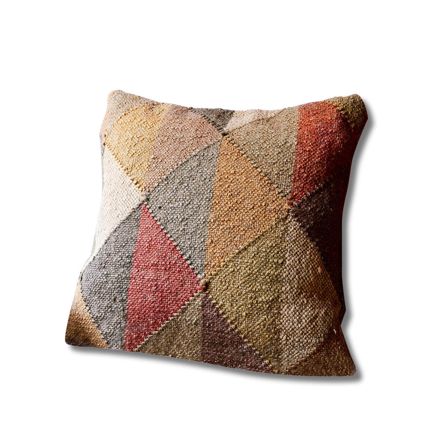 Kleurrijk sierkussen met geometrisch patroon van gestructureerde boucle-stof voor woonkamer