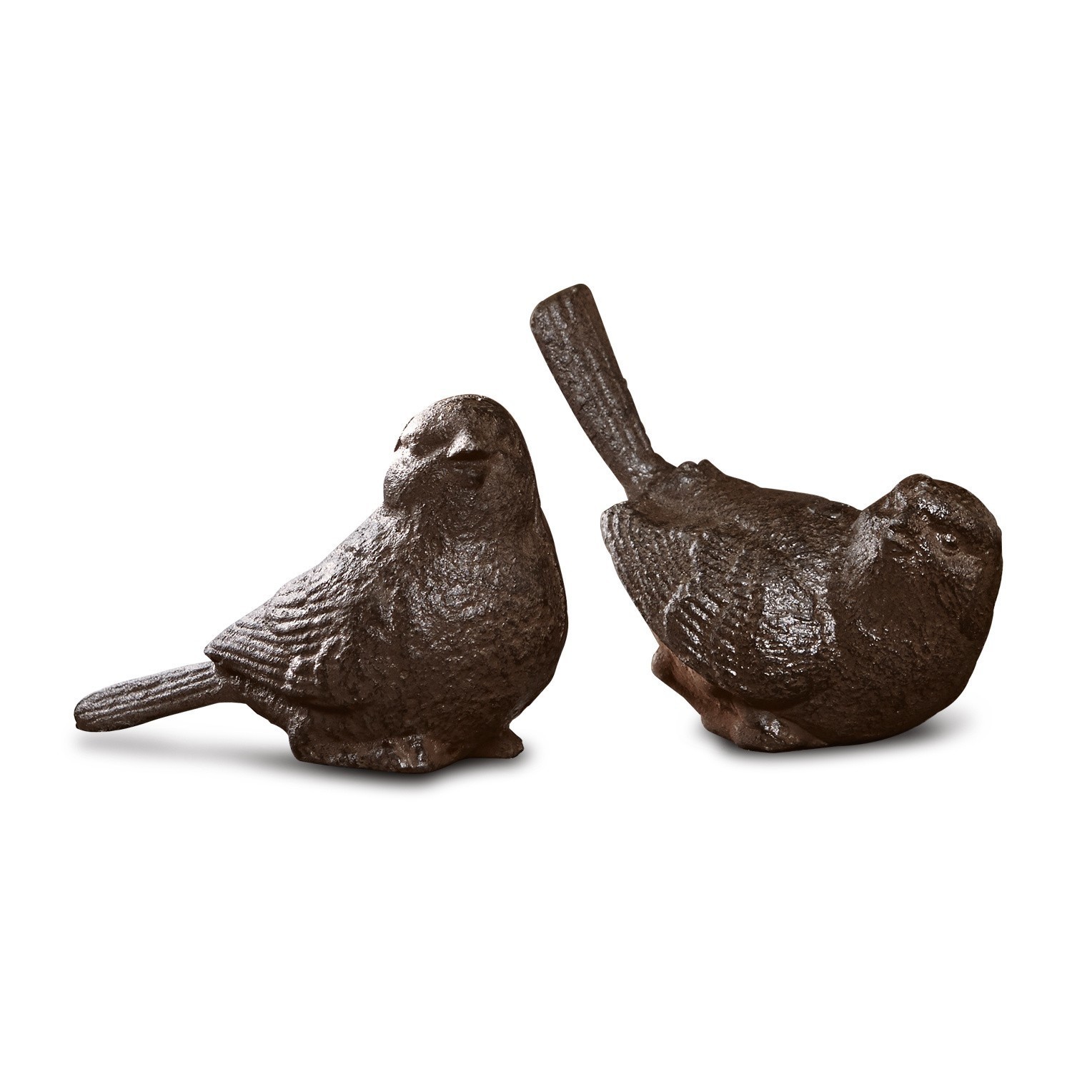 Siervogel set van 2 Birdy Twee decoratieve vogelbeelden van donker gietijzer voor tuin of interieur