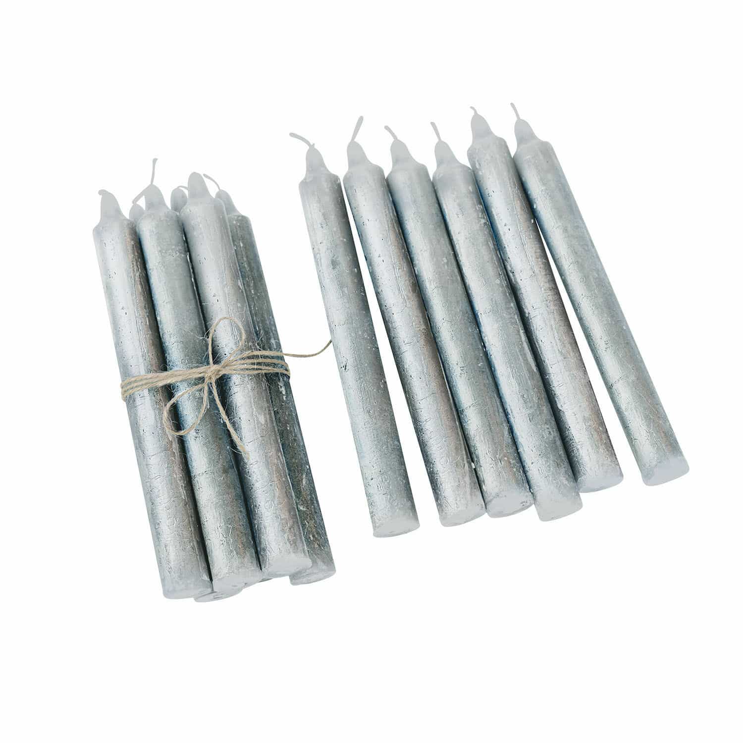 Kaars set van 12 Bauceau Set zilveren stompkaarsen van natuurlijke was, sfeervolle woondecoratie en verlichting