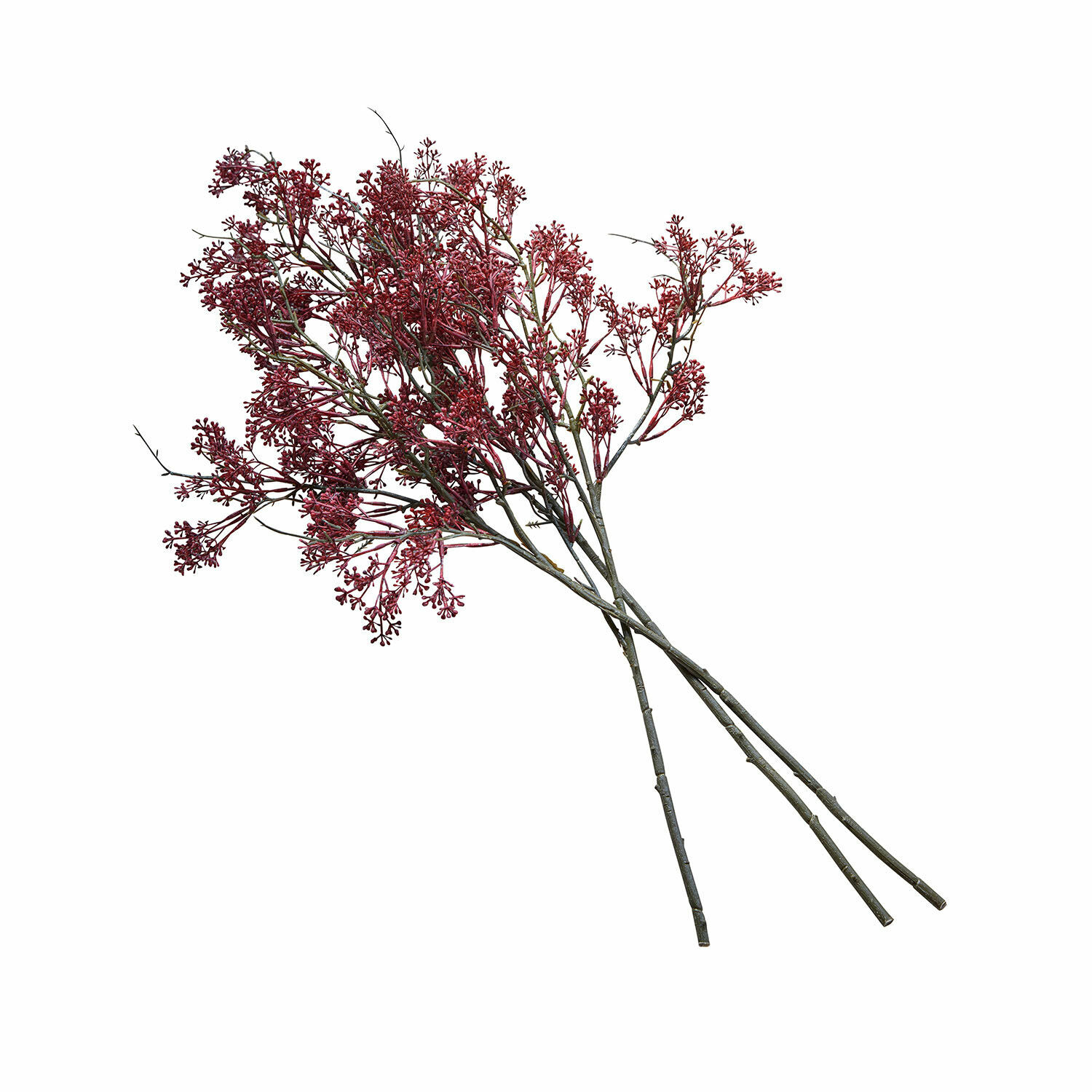 Sierbloem set van 3 Lac Serein Decoratieve takken met rode bloemen op lange groene stelen voor interieurdecoratie