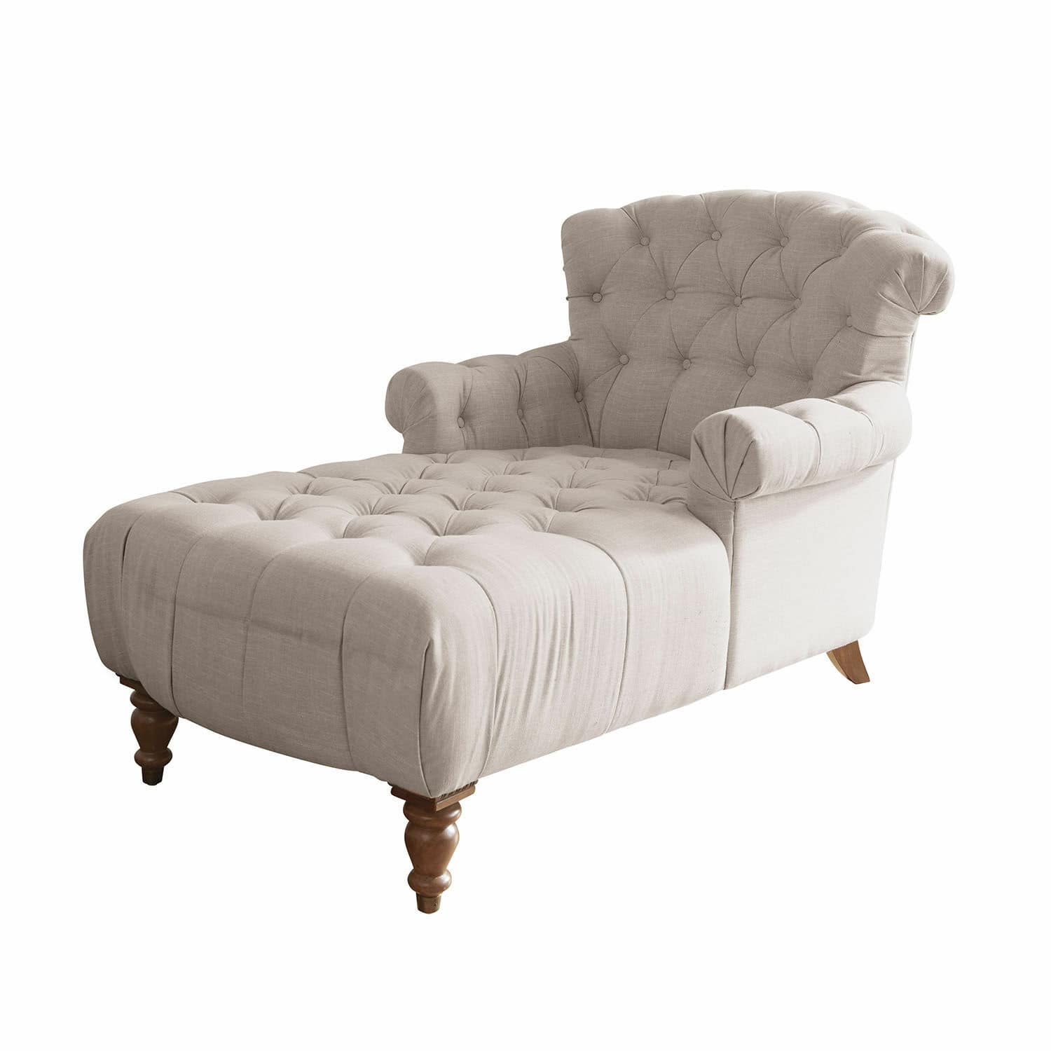 Beige gestoffeerde Springfield Village chaise longue met houten poten voor woonkamer