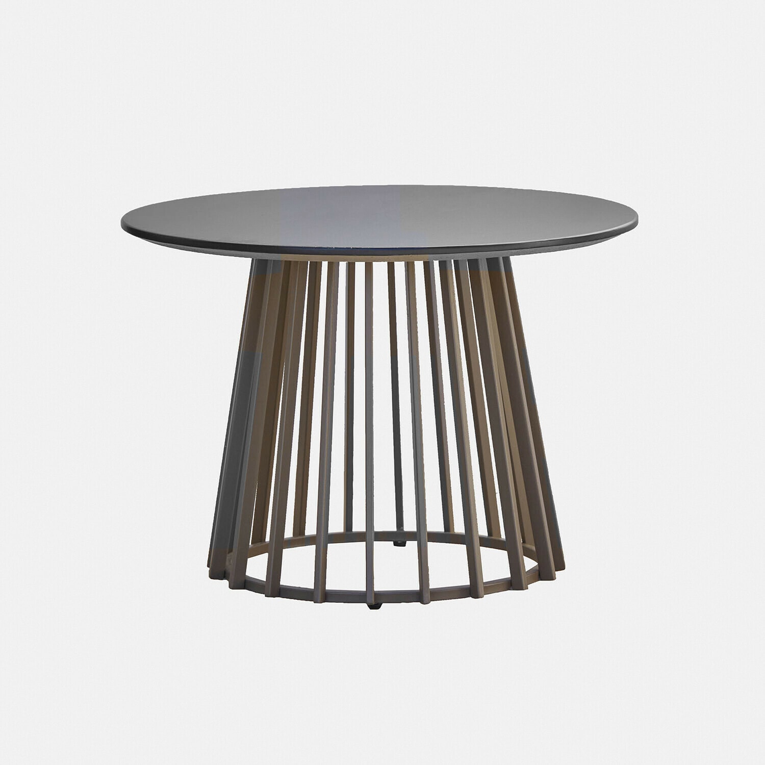 Bijzettafel Olianne van bruin hout met zwart blad, modern design voor woonkamer