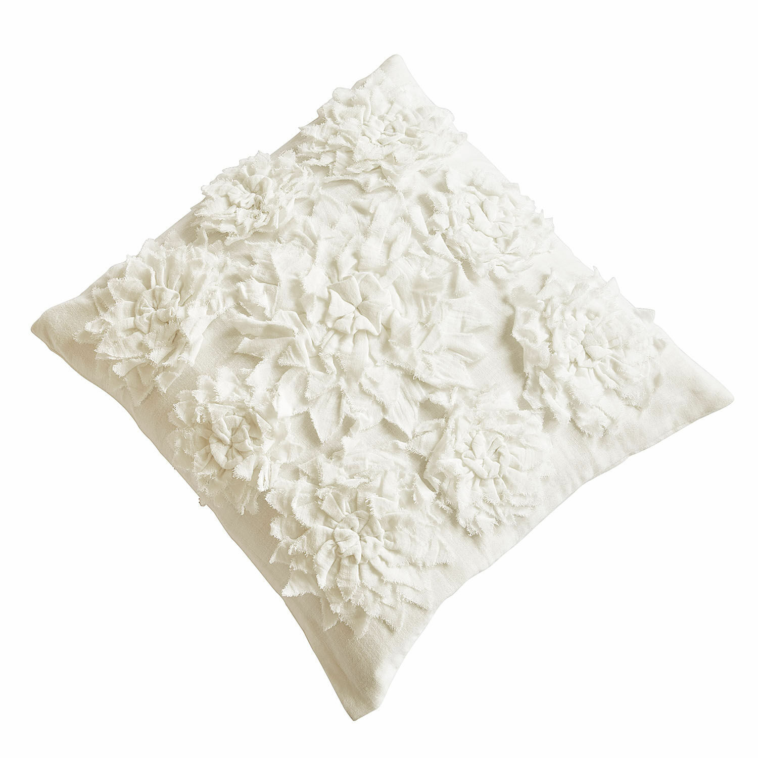 Kussenhoes Dorevil Witte decoratieve katoenen kussen met bloemmotief en zachte textuur voor woonkamer
