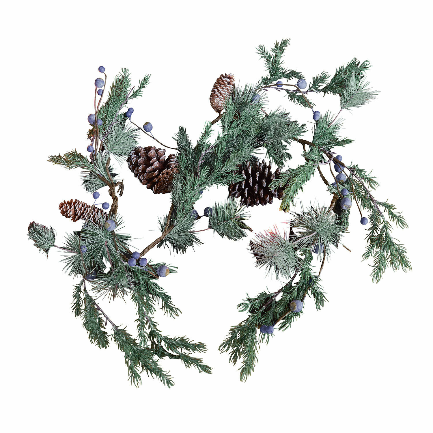 Guirlande Virpi Decoratieve krans van groene takken, dennenappels en blauwe bessen voor Kerstmis
