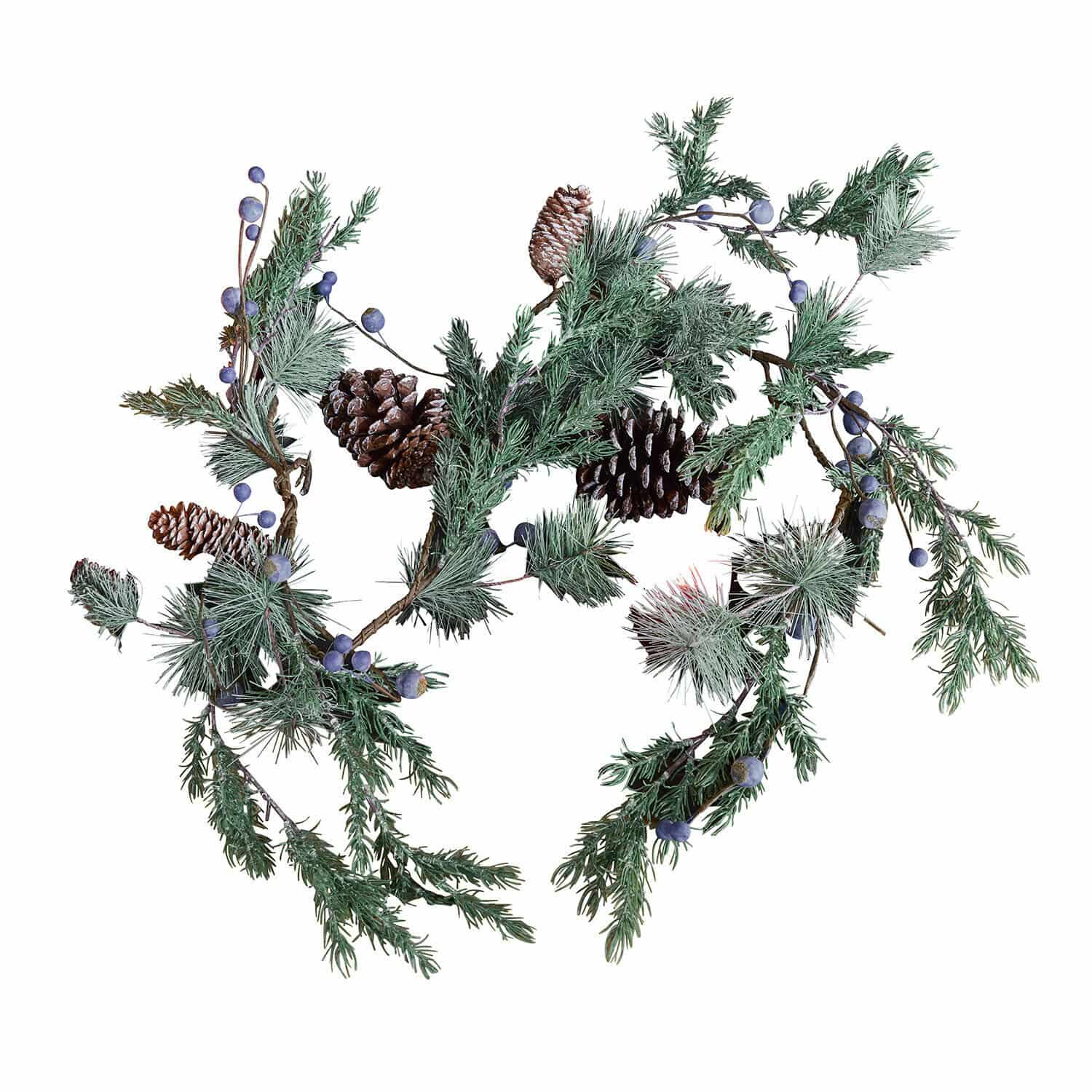 Guirlande Virpi Decoratieve krans van groene takken, dennenappels en blauwe bessen voor Kerstmis