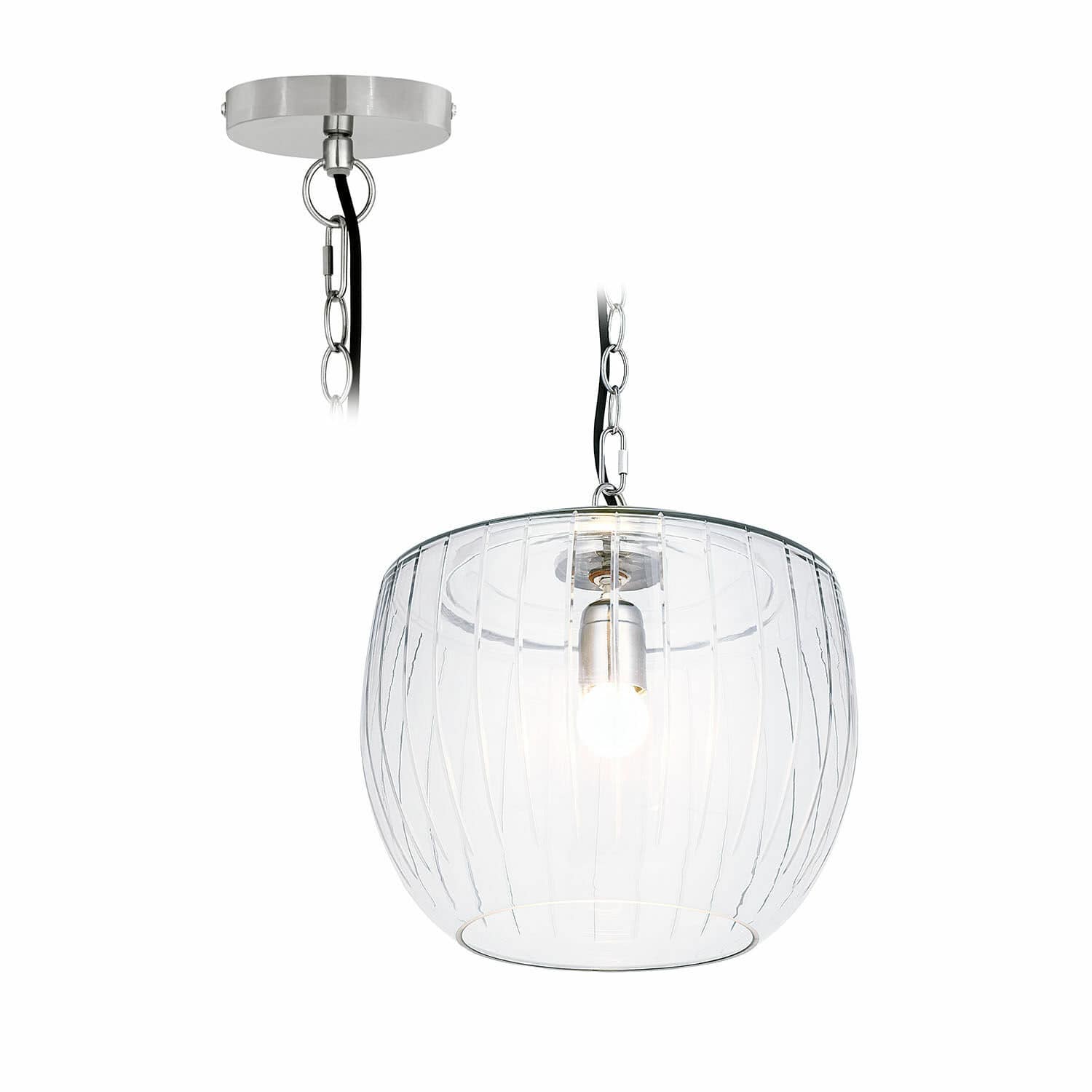 Hanglamp Aubrelle Hanglamp van helder glas met metalen bevestiging, moderne plafondverlichting voor binnen
