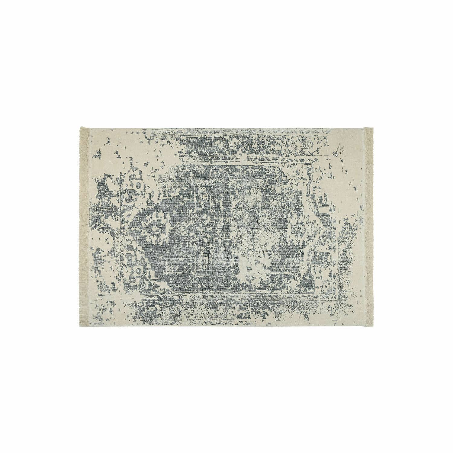 Vloerkleed Lortet Katoenen vloerkleed in crème en grijs met subtiel vintage patroon voor woonkamer