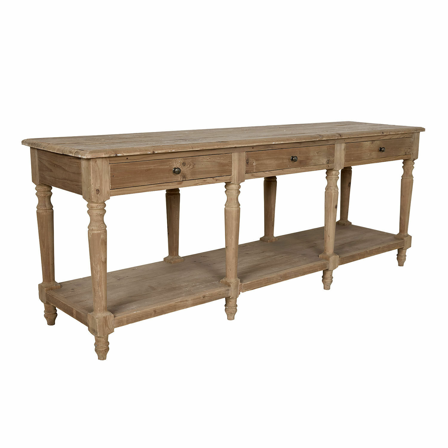 Sidetable Misérieux Houten sidetable met drie lades en onderplank in natuurlijke houtkleur
