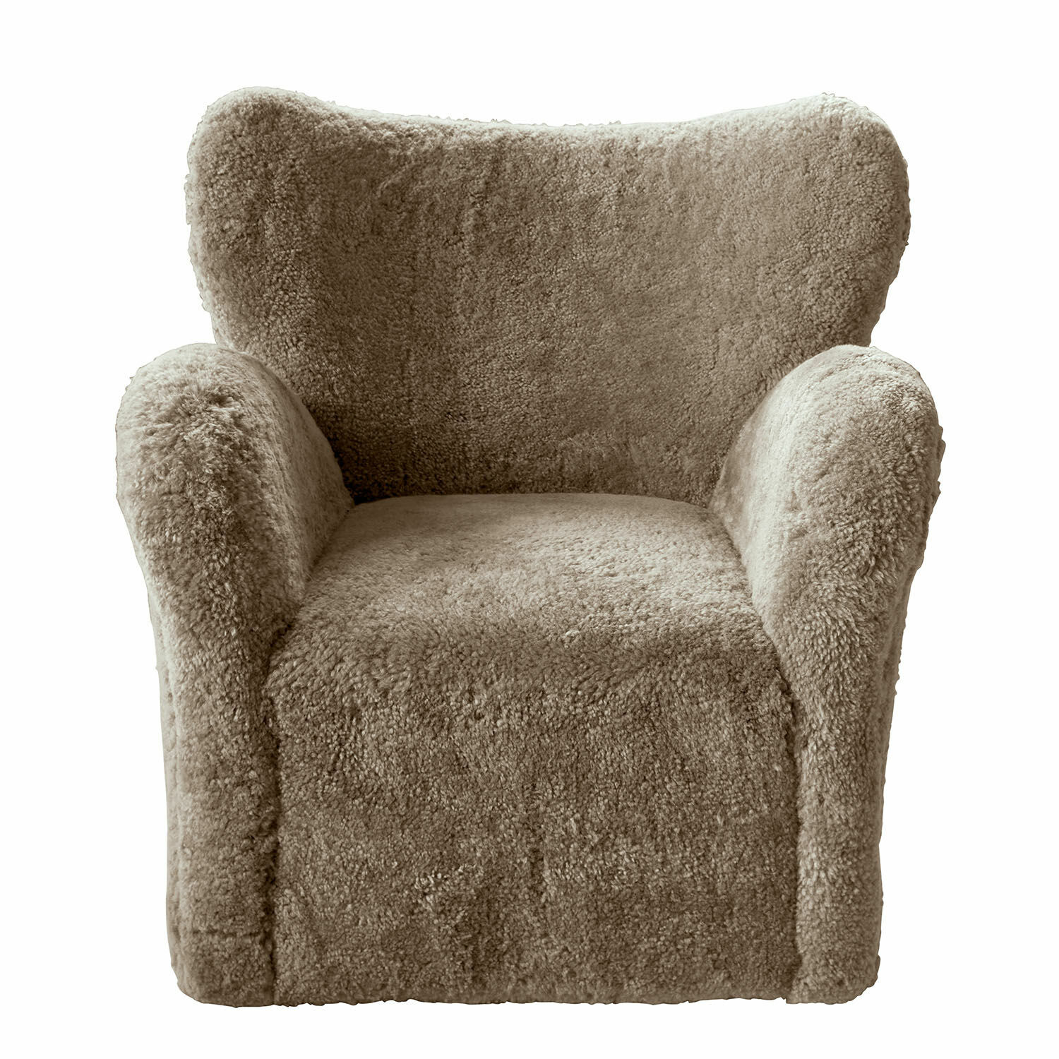 Fauteuil Ambrécourt Beige fauteuil van zacht, bontachtig materiaal, perfect voor een gezellige woonkamer