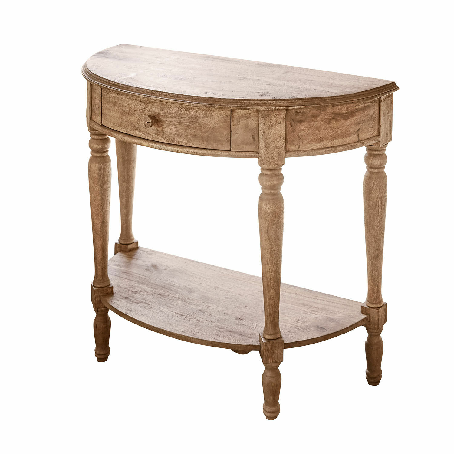 Sidetable Daintique Houten haltafel in natuurlijke kleur met plank en lade, stijlvolle woonkamermeubel