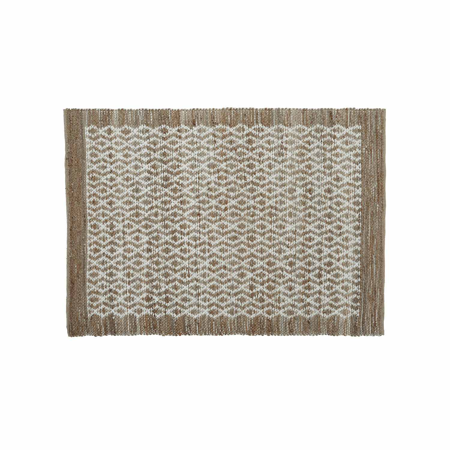 Omkeerbaar vloerkleed Amhara Bruin-witte jute vloerkleed met geometrisch patroon, natuurlijk materiaal, vloerdecoratie