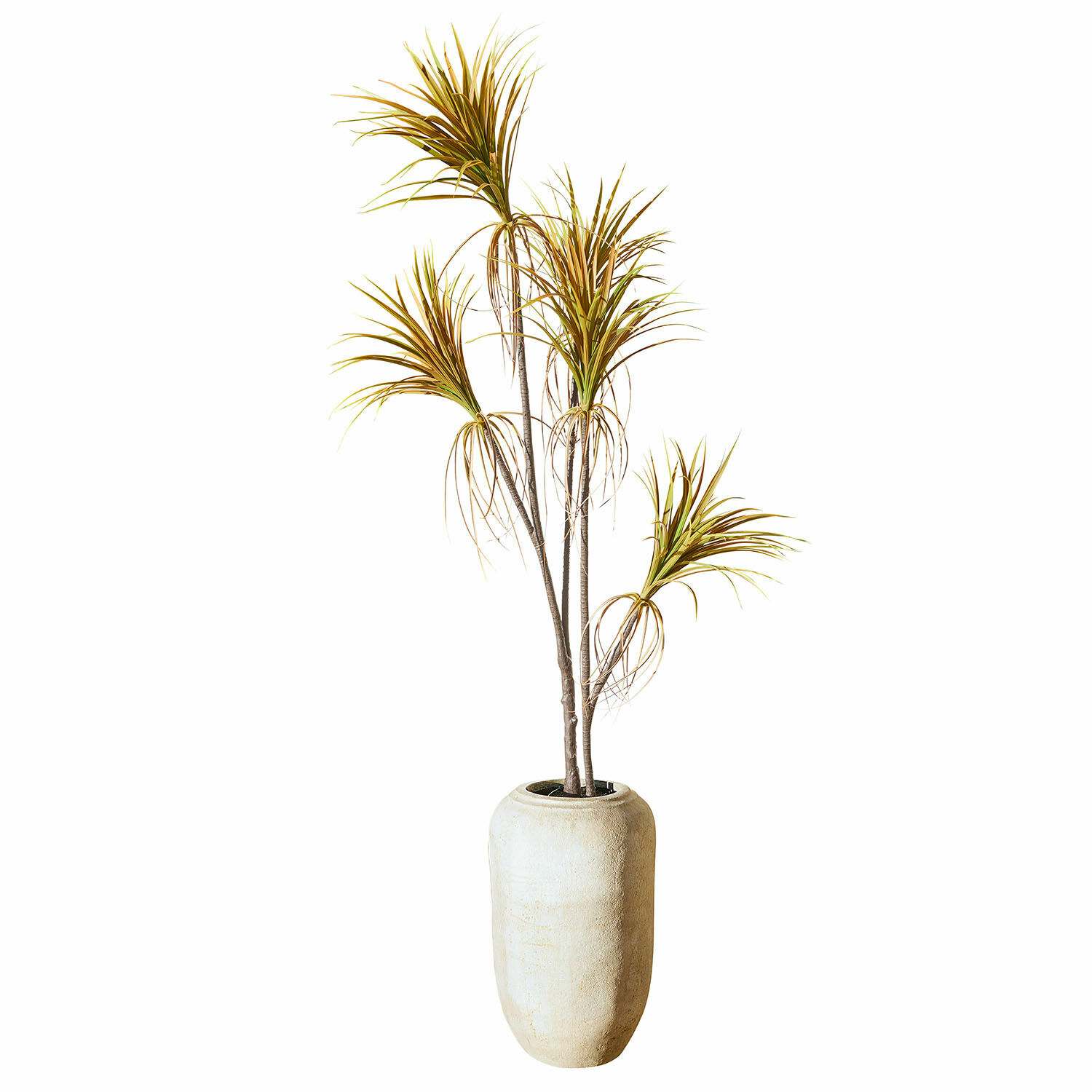 Decoratieve potplant Ancerac Kunstplant in hoge beige pot met groenbruine bladeren, interieurdecoratie