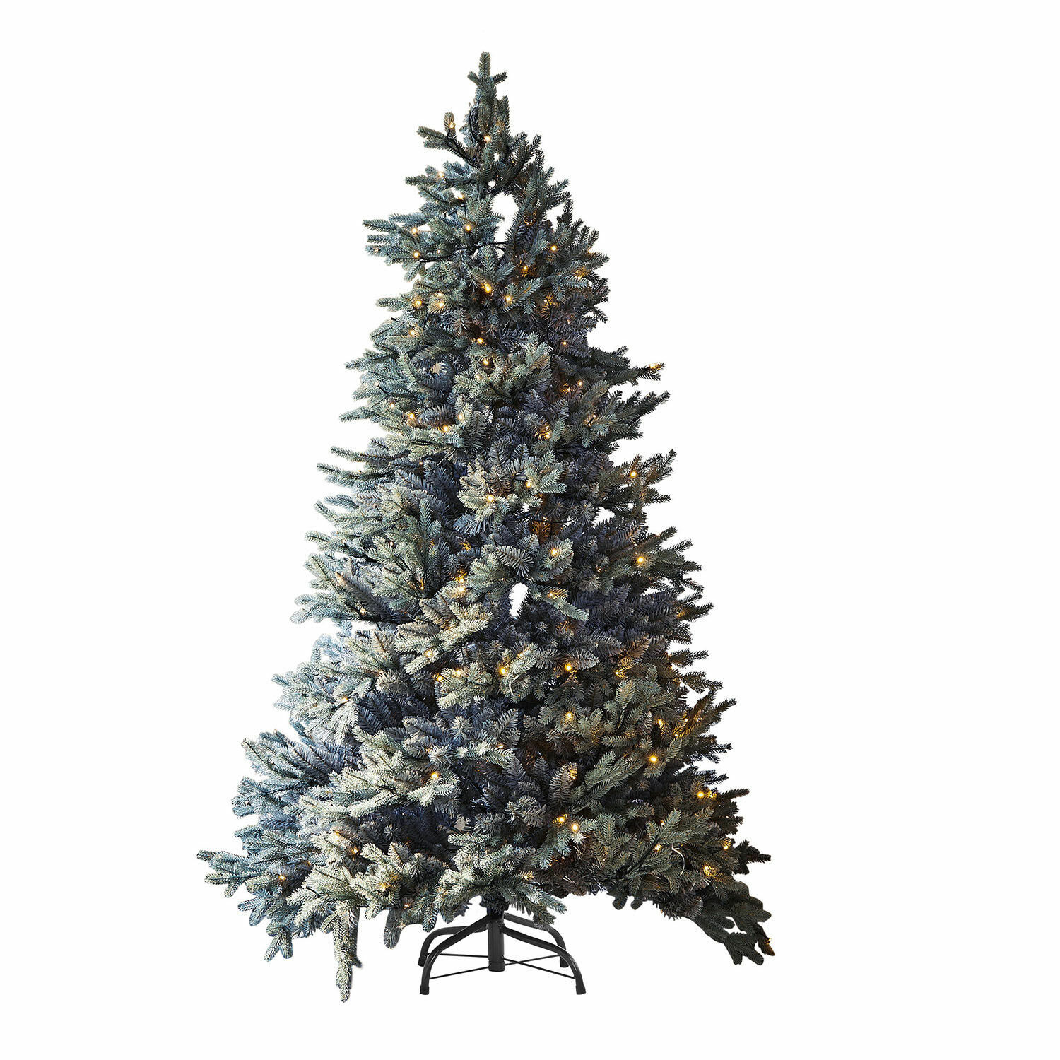 Kerstboom Patrick Kunstkerstboom met groene naalden en warme verlichting op metalen standaard