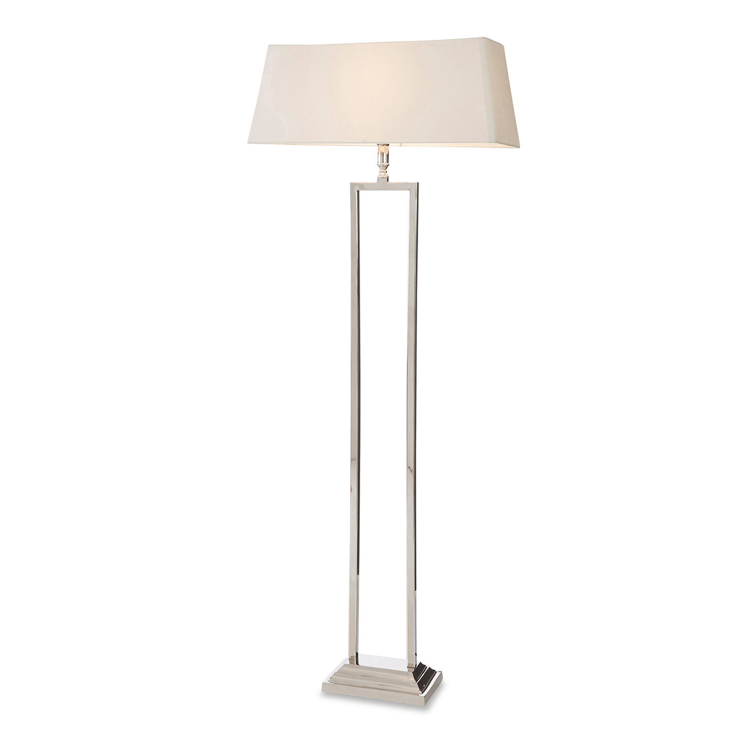 crème/zilverkleurig Staande lamp Barki met crèmekleurige kap en zilveren metalen voet voor woonkamer