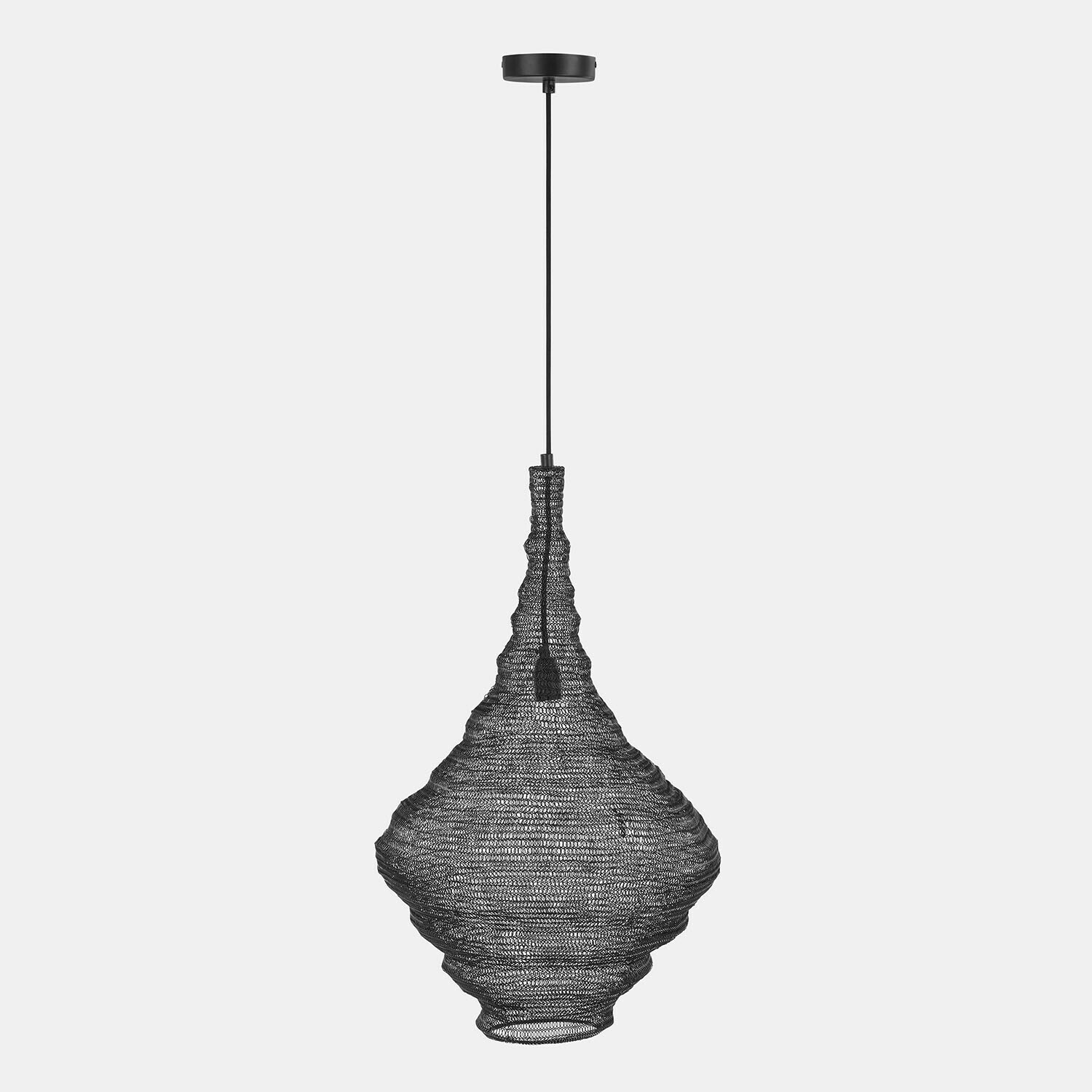 Hanglamp Nalira Hanglamp van zwart draad met unieke vorm, moderne decoratieve verlichting voor binnen