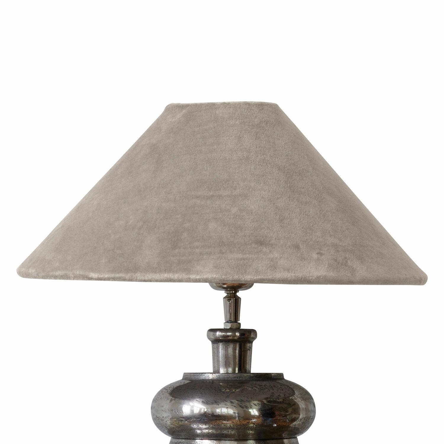 beige Beige lampenkap Emmera van zachte stof op metalen voet voor tafellamp